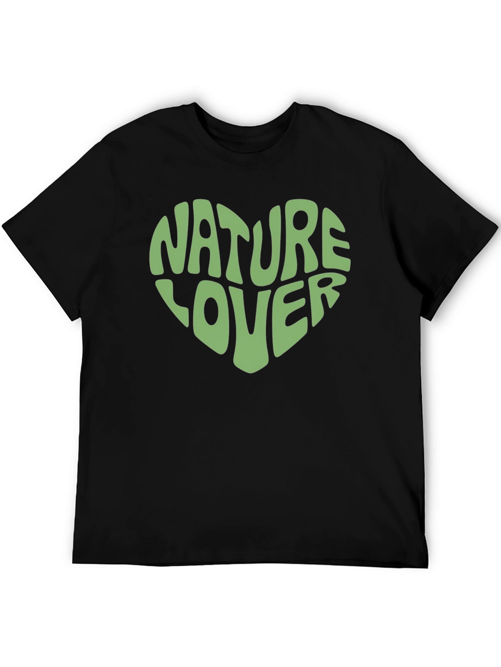 Nature Lover Heart Graphic Print Black T-Shirt