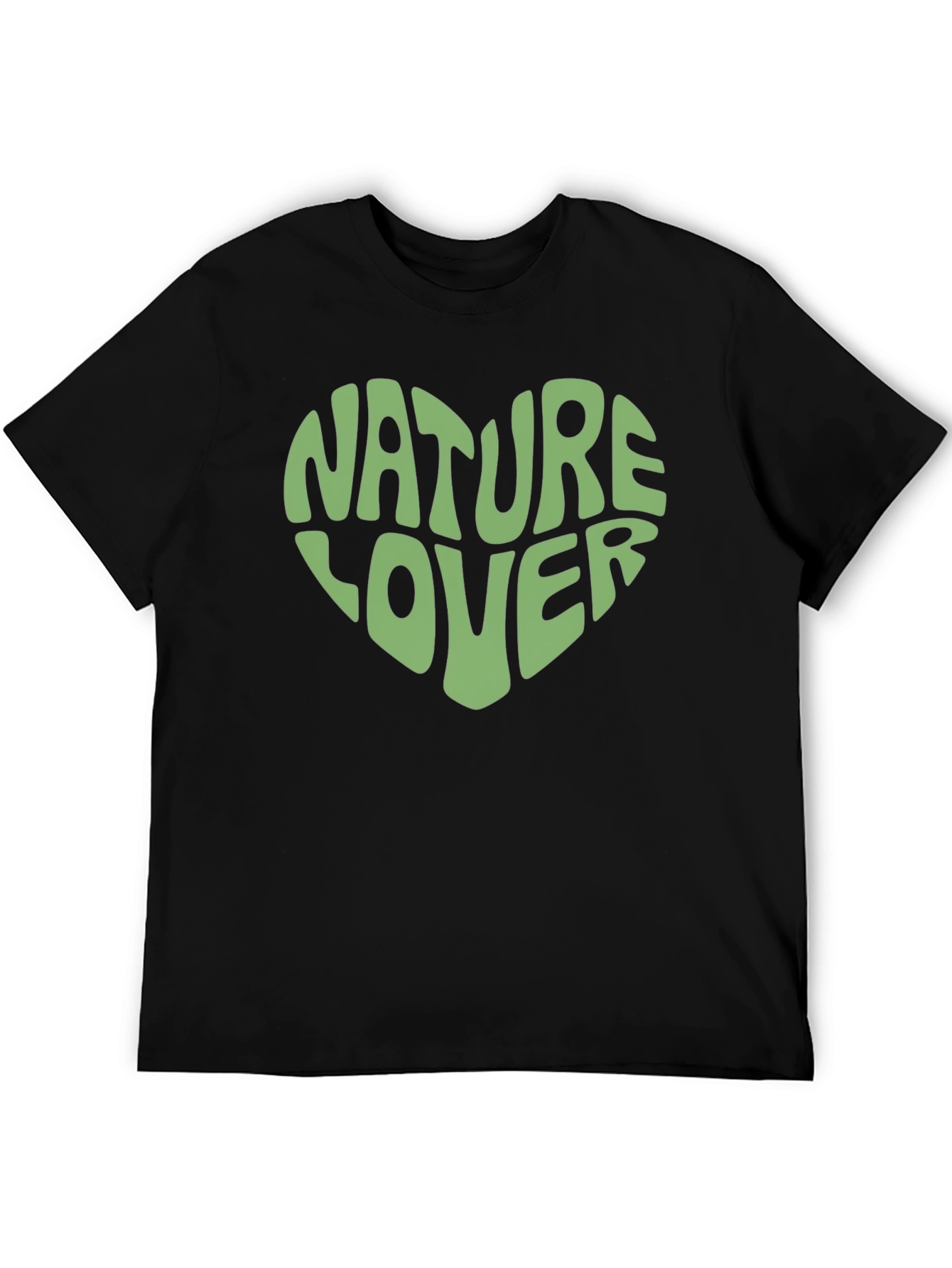Nature Lover Heart Graphic Print Black T-Shirt
