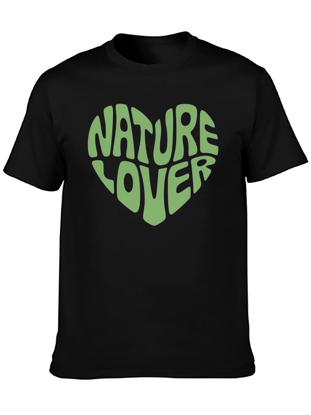 Nature Lover Heart Graphic Print Black T-Shirt