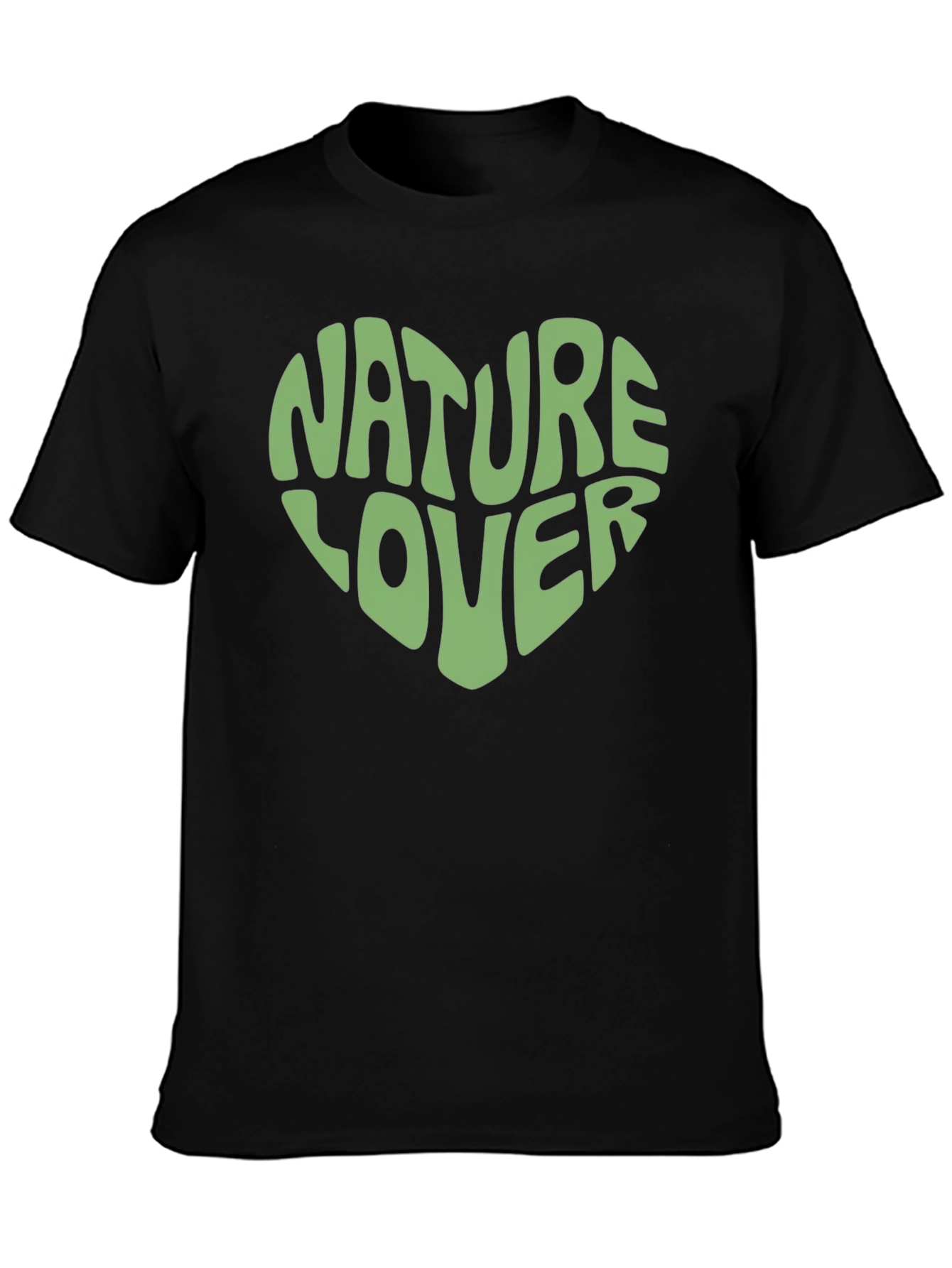 Nature Lover Heart Graphic Print Black T-Shirt