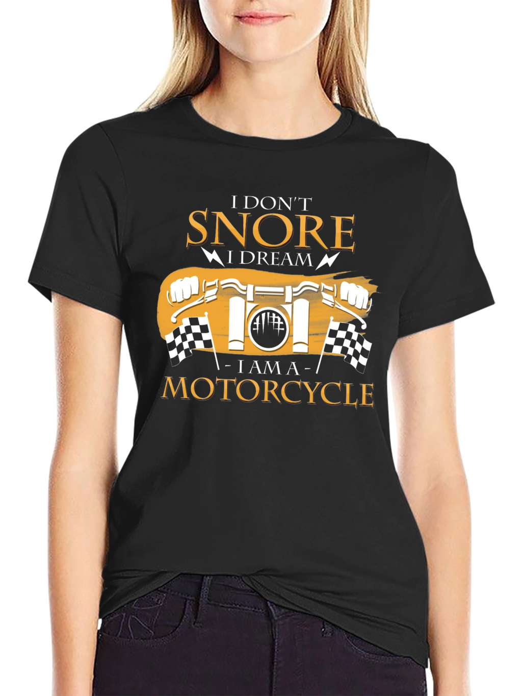 I Dont Snore Motorcycle Graphic Black T-Shirt