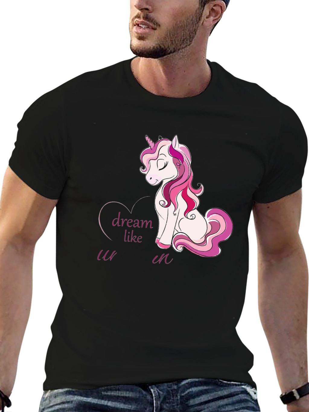 Dream Like Unicorn Graphic Black T-Shirt