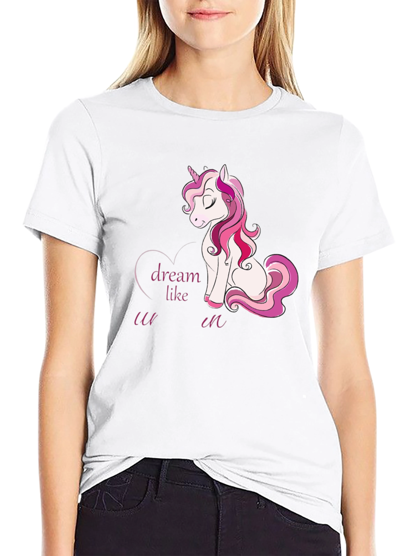 Dream Like Unicorn Graphic Black T-Shirt