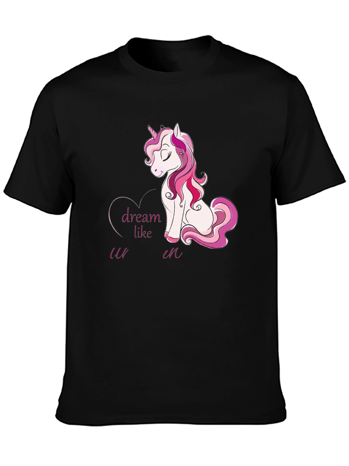 Dream Like Unicorn Graphic Black T-Shirt