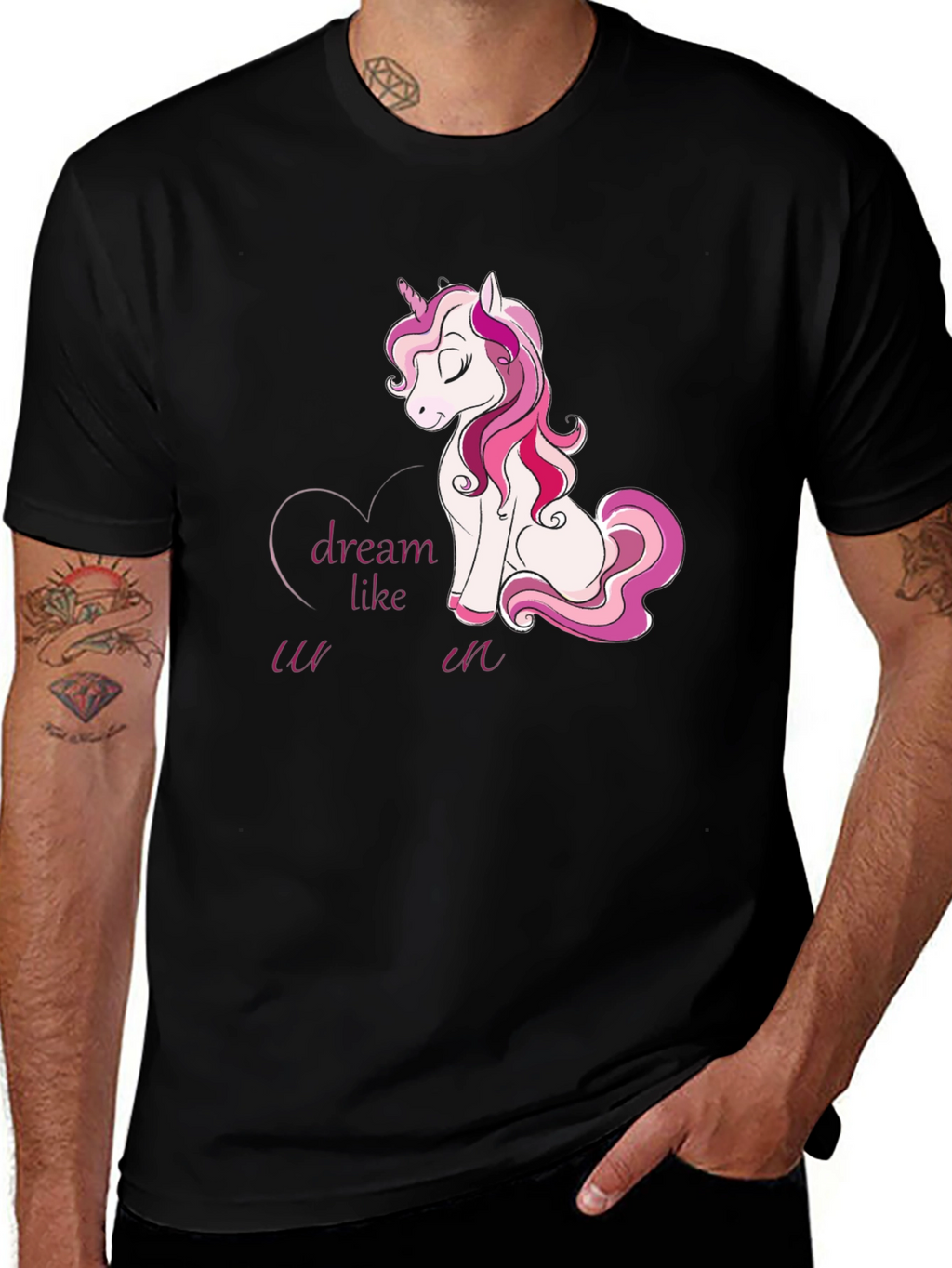 Dream Like Unicorn Graphic Black T-Shirt