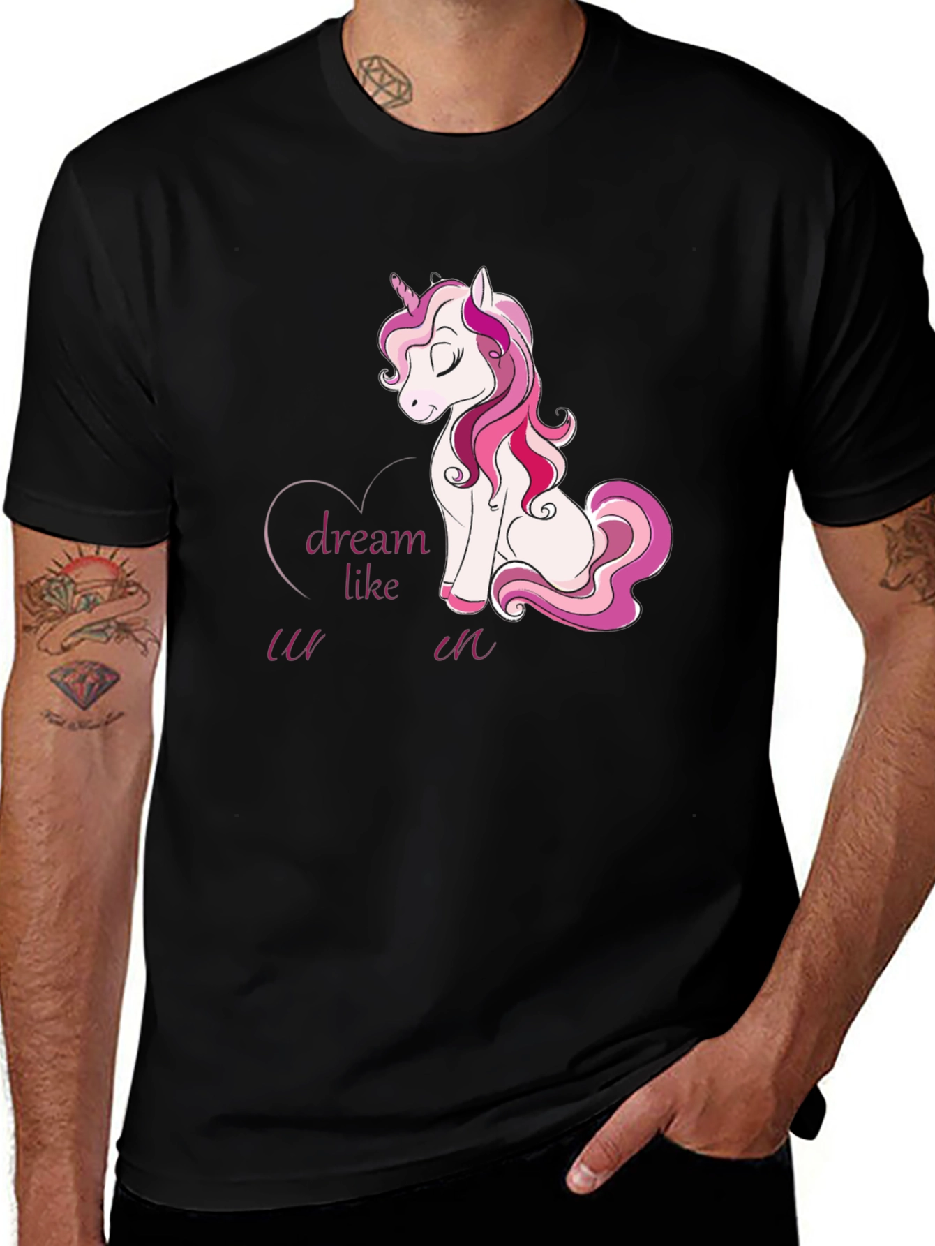 Dream Like Unicorn Graphic Black T-Shirt