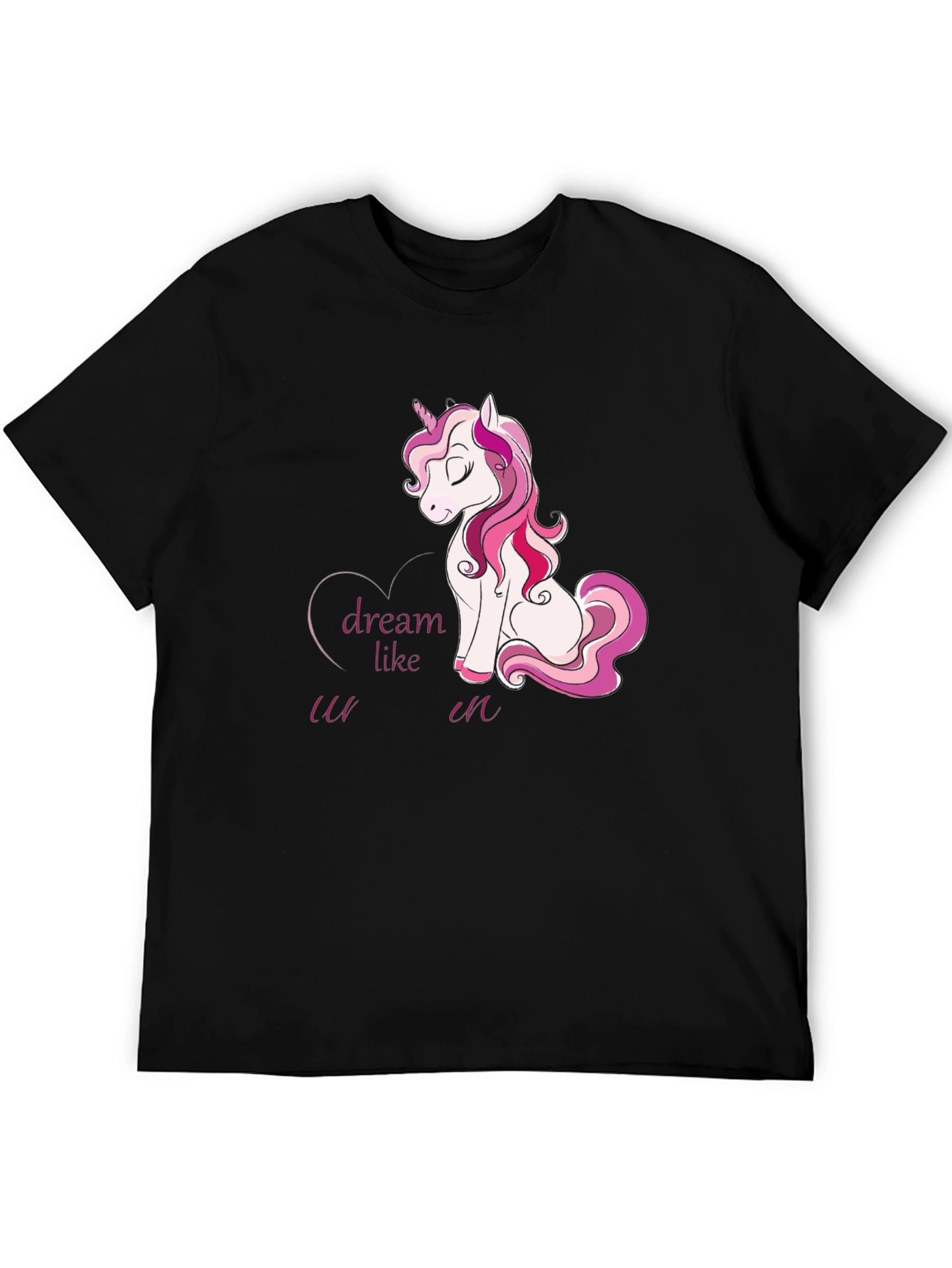 Dream Like Unicorn Graphic Black T-Shirt