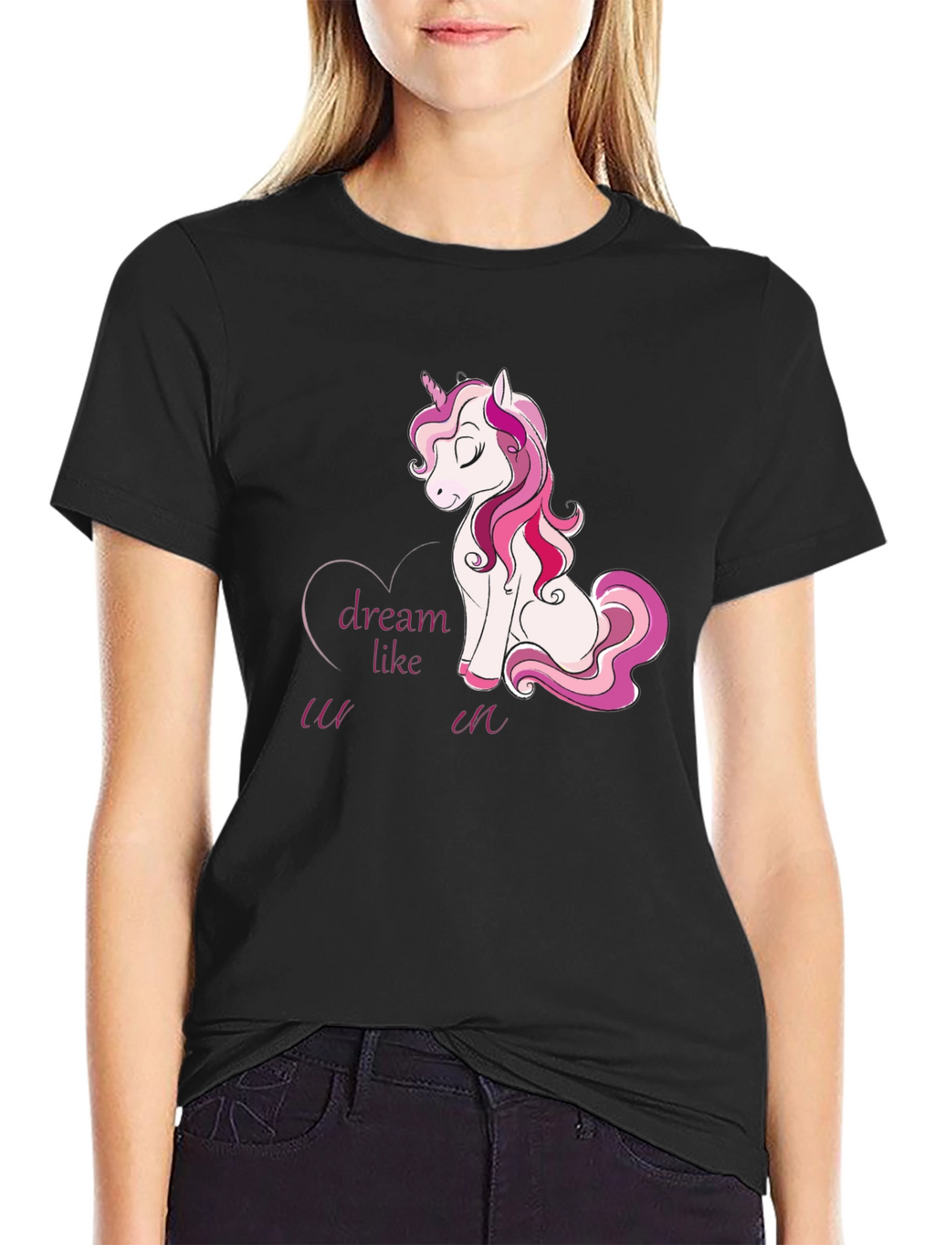 Dream Like Unicorn Graphic Black T-Shirt