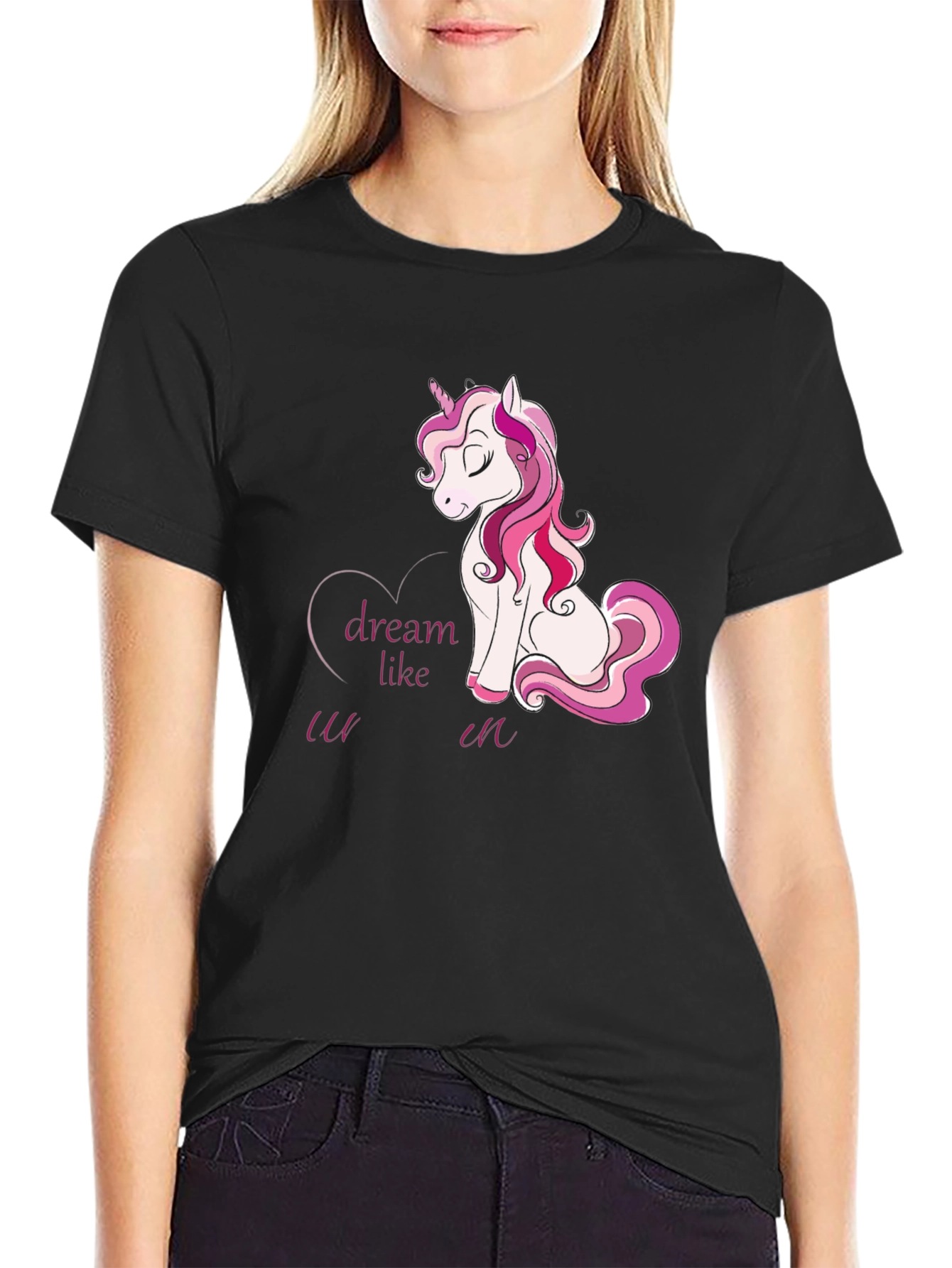 Dream Like Unicorn Graphic Black T-Shirt