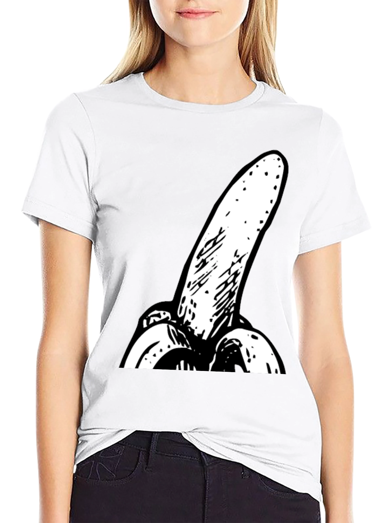 Novelty Banana Graphic Black T-Shirt