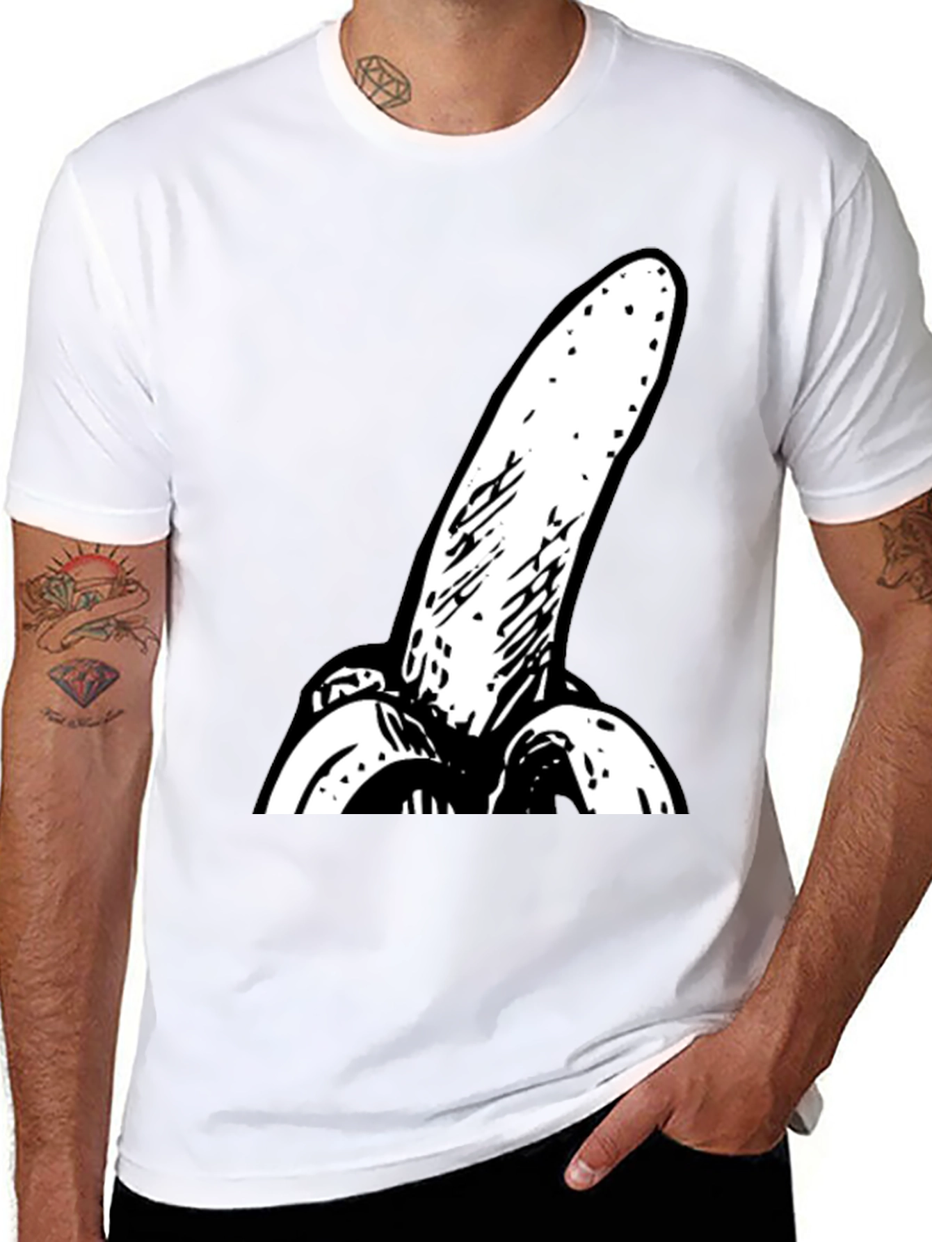Novelty Banana Graphic Black T-Shirt