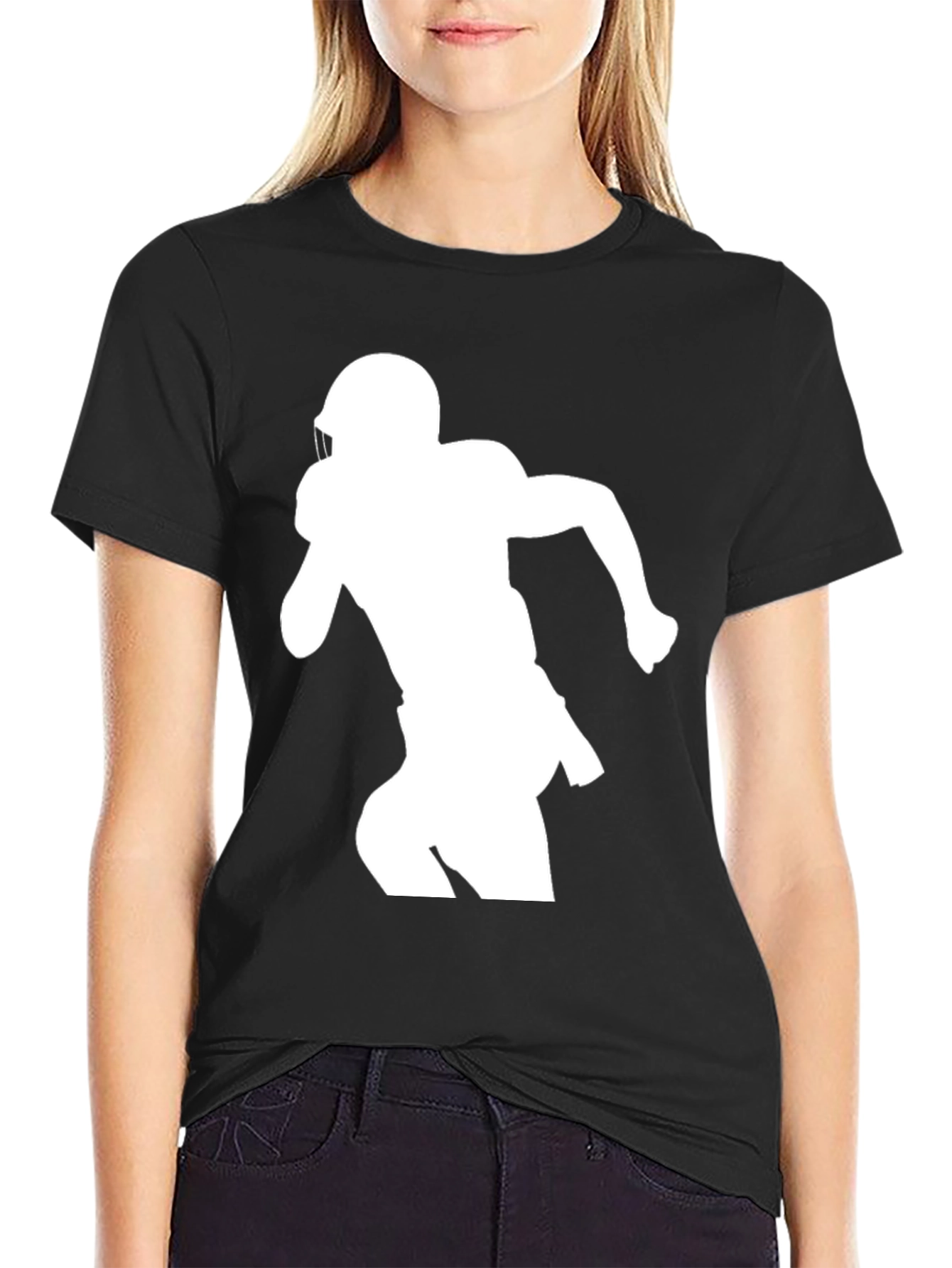 Football Player Silhouette Graphic Tee