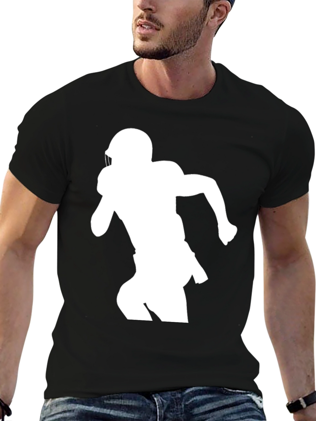 Football Player Silhouette Graphic Tee
