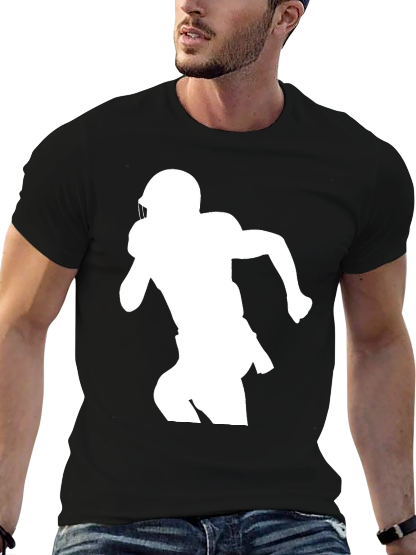 Football Player Silhouette Graphic Tee