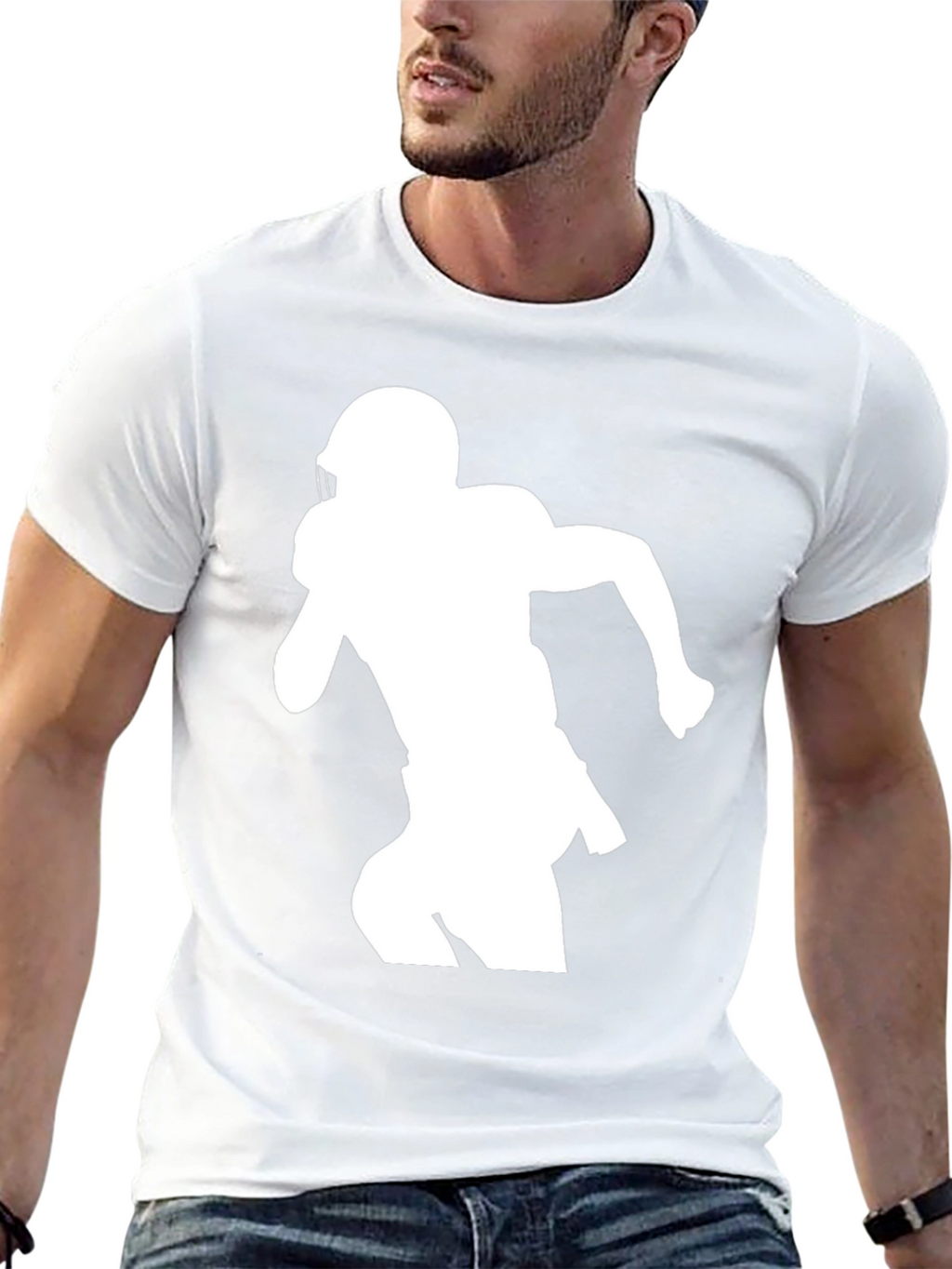 Football Player Silhouette Graphic Tee