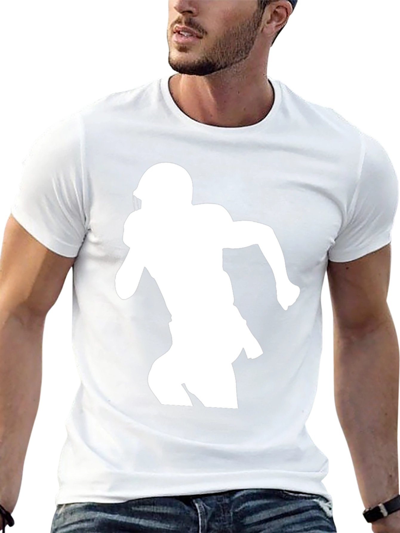 Football Player Silhouette Graphic Tee