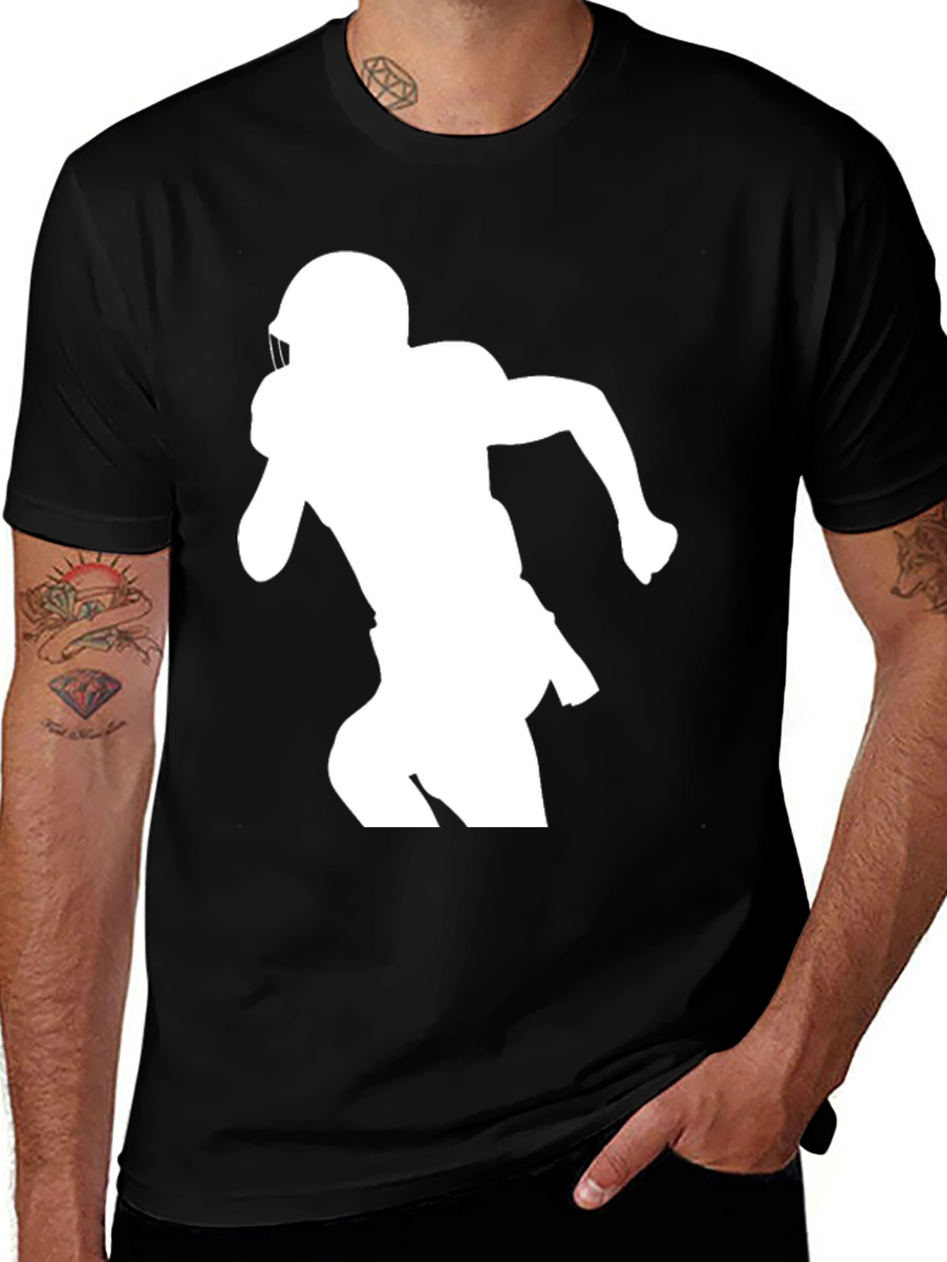 Football Player Silhouette Graphic Tee