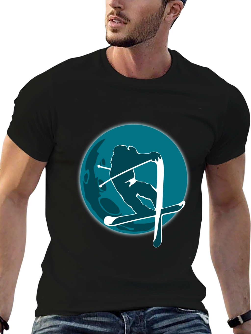 Skiing Graphic Tee - Mens Black T-Shirt