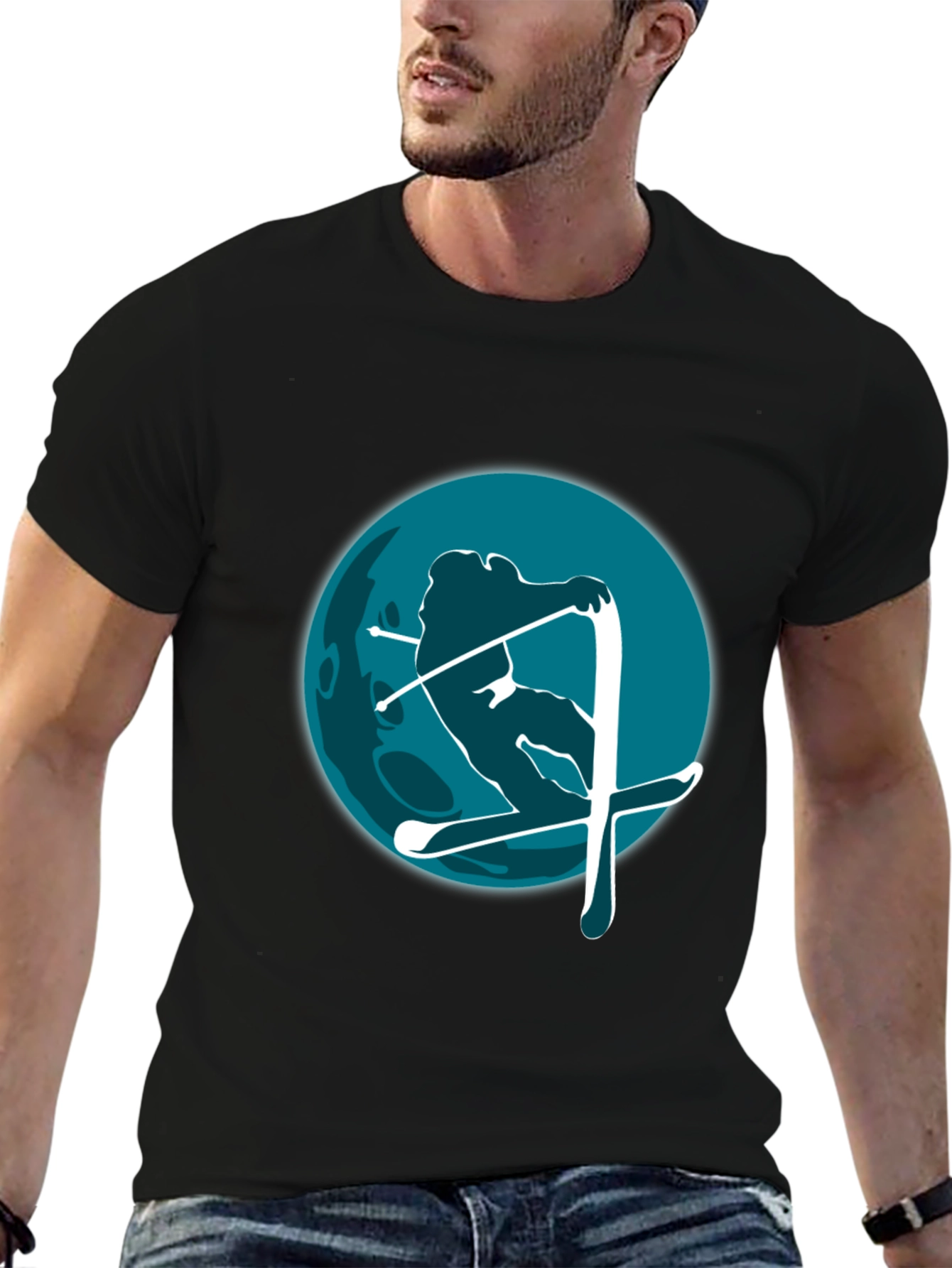 Skiing Graphic Tee - Mens Black T-Shirt