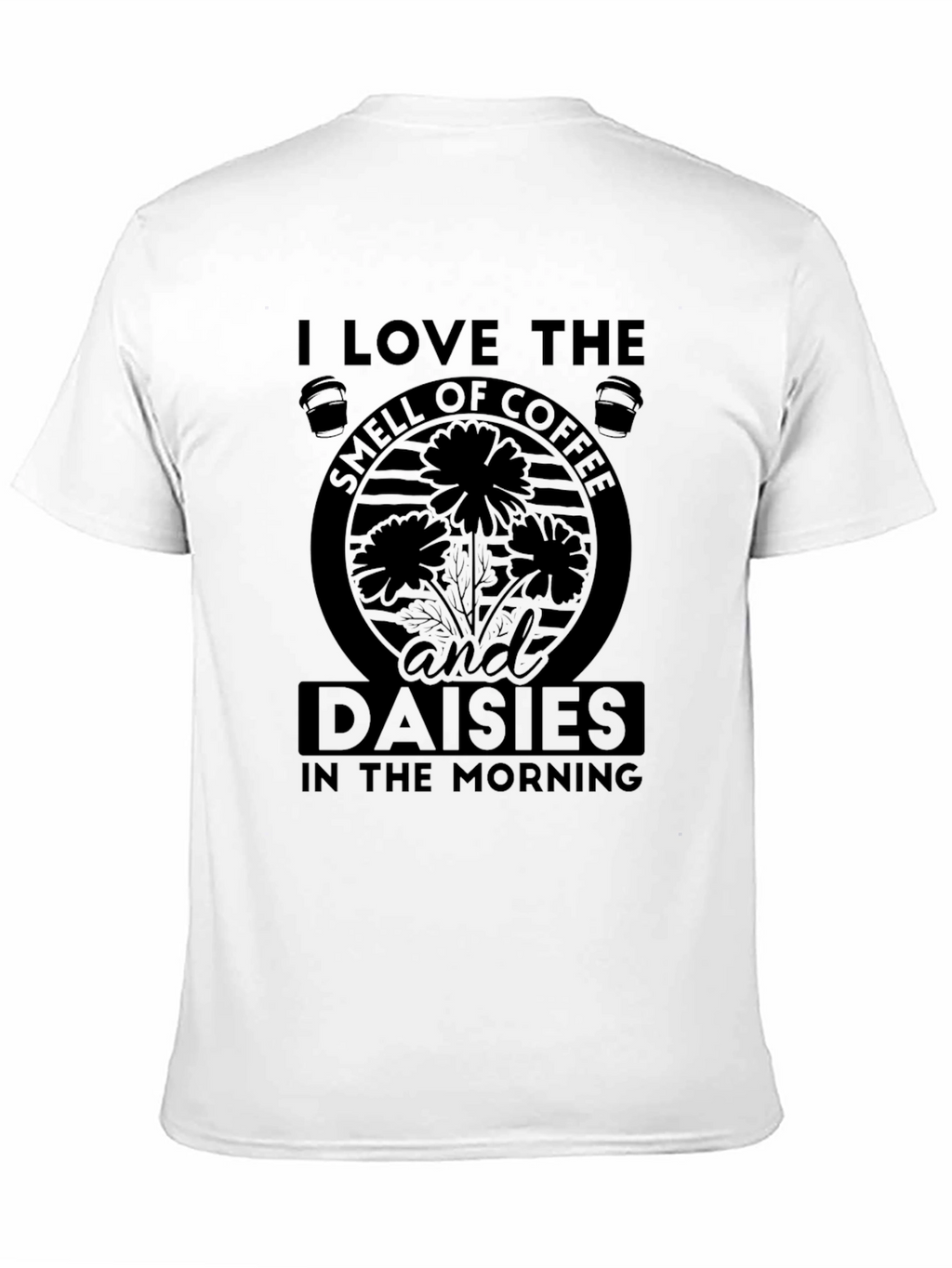 Coffee and Daisies Black Graphic T-Shirt