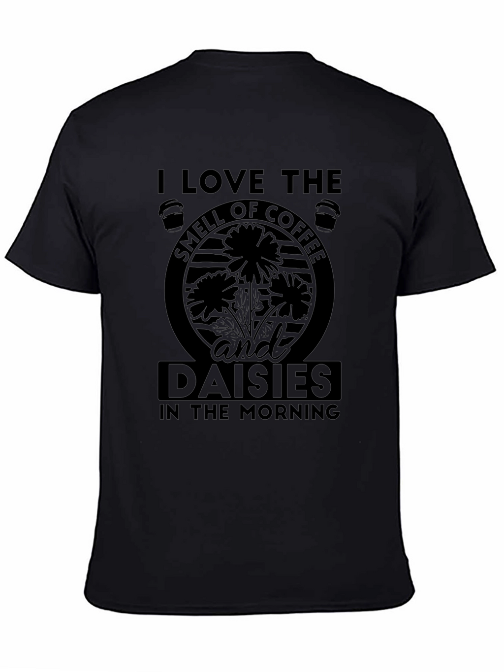 Coffee and Daisies Black Graphic T-Shirt