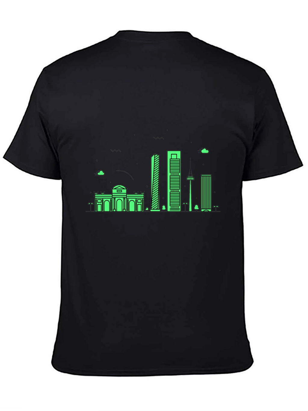 Madrid Skyline T-Shirt - Mens Black Graphic Tee