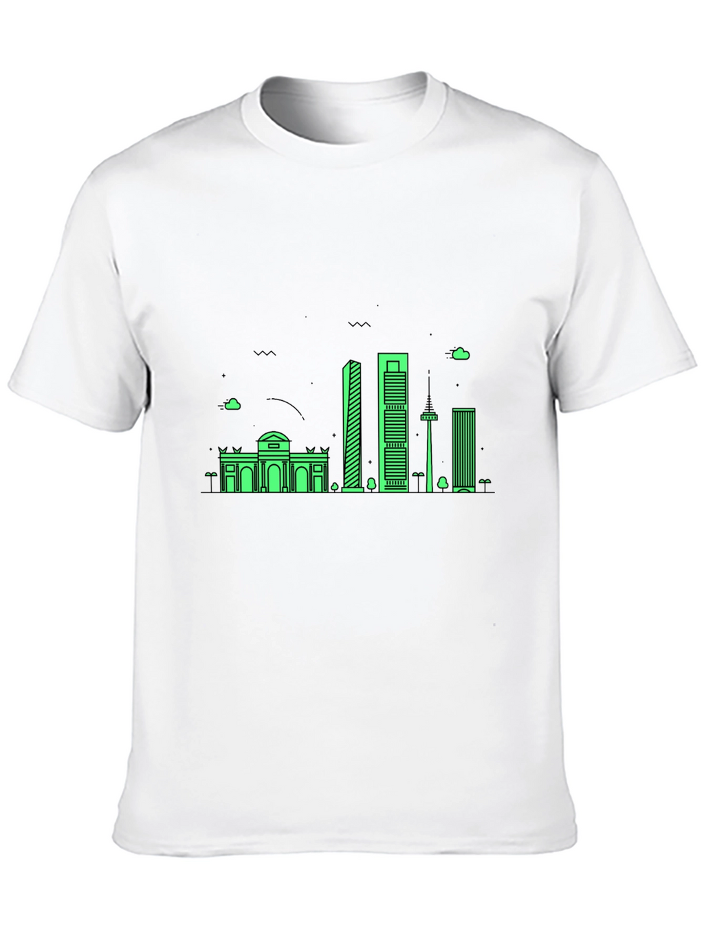 Madrid Skyline T-Shirt - Mens Black Graphic Tee