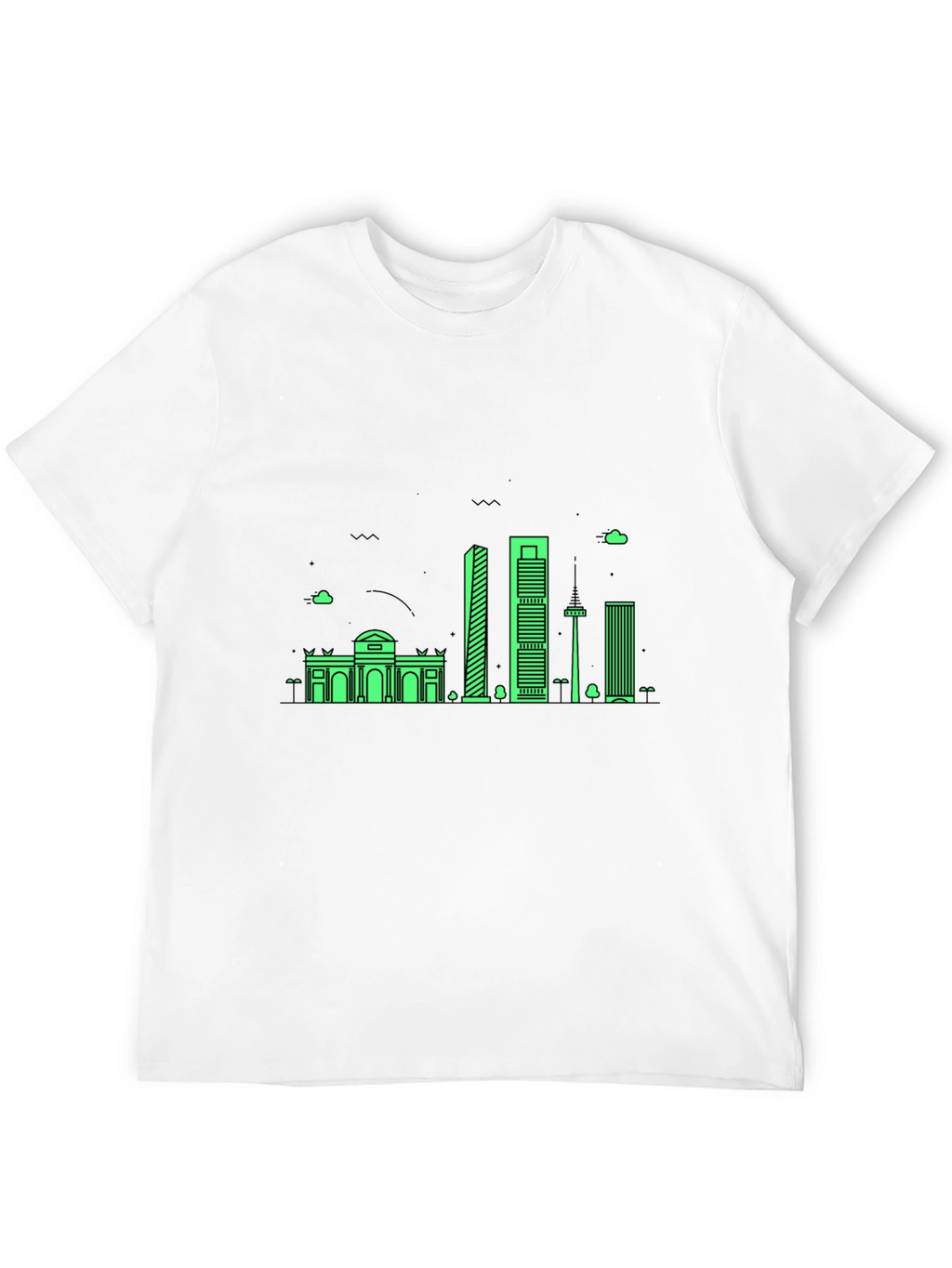 Madrid Skyline T-Shirt - Mens Black Graphic Tee