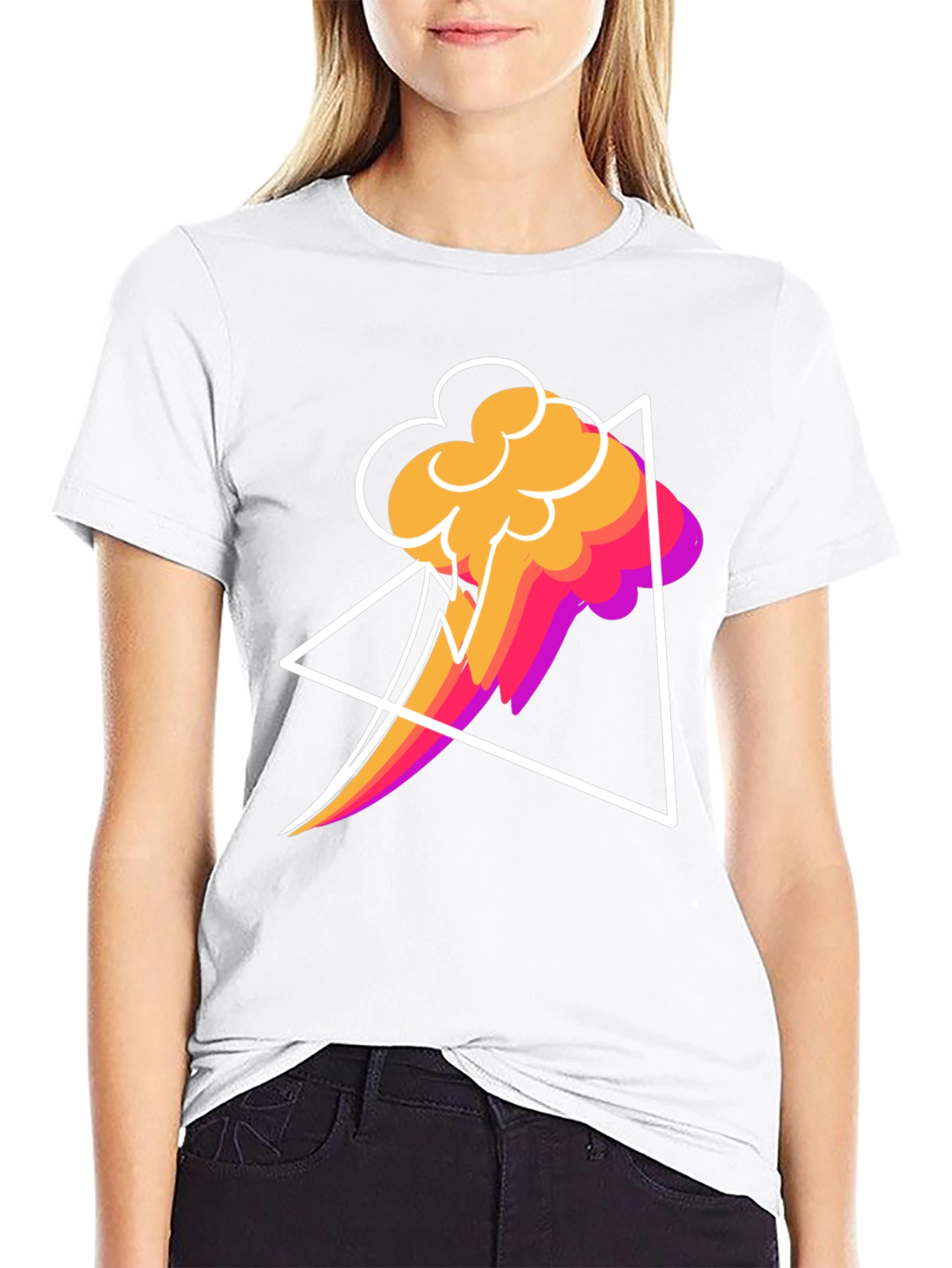 Abstract Graphic T-Shirt - Geometric Cloud Design