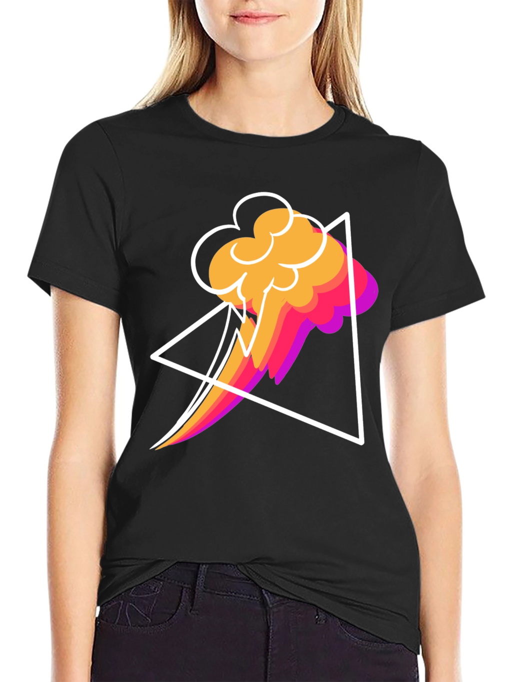 Abstract Graphic T-Shirt - Geometric Cloud Design