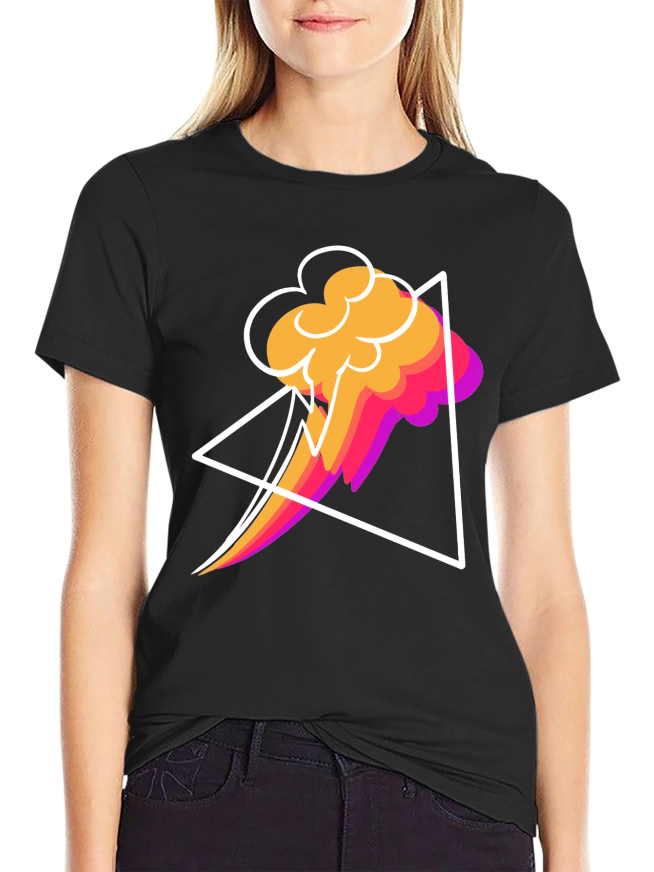 Abstract Graphic T-Shirt - Geometric Cloud Design
