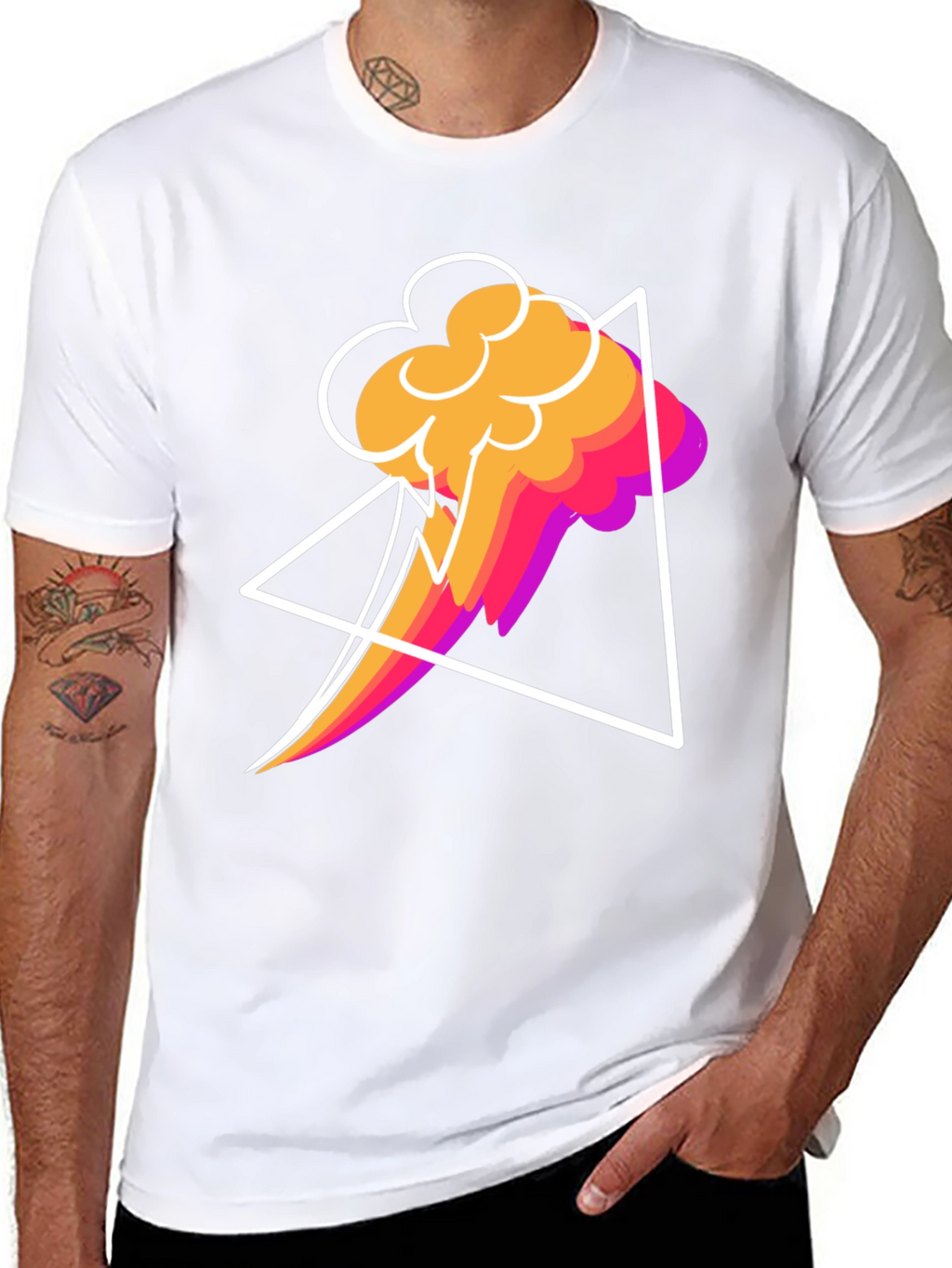 Abstract Graphic T-Shirt - Geometric Cloud Design