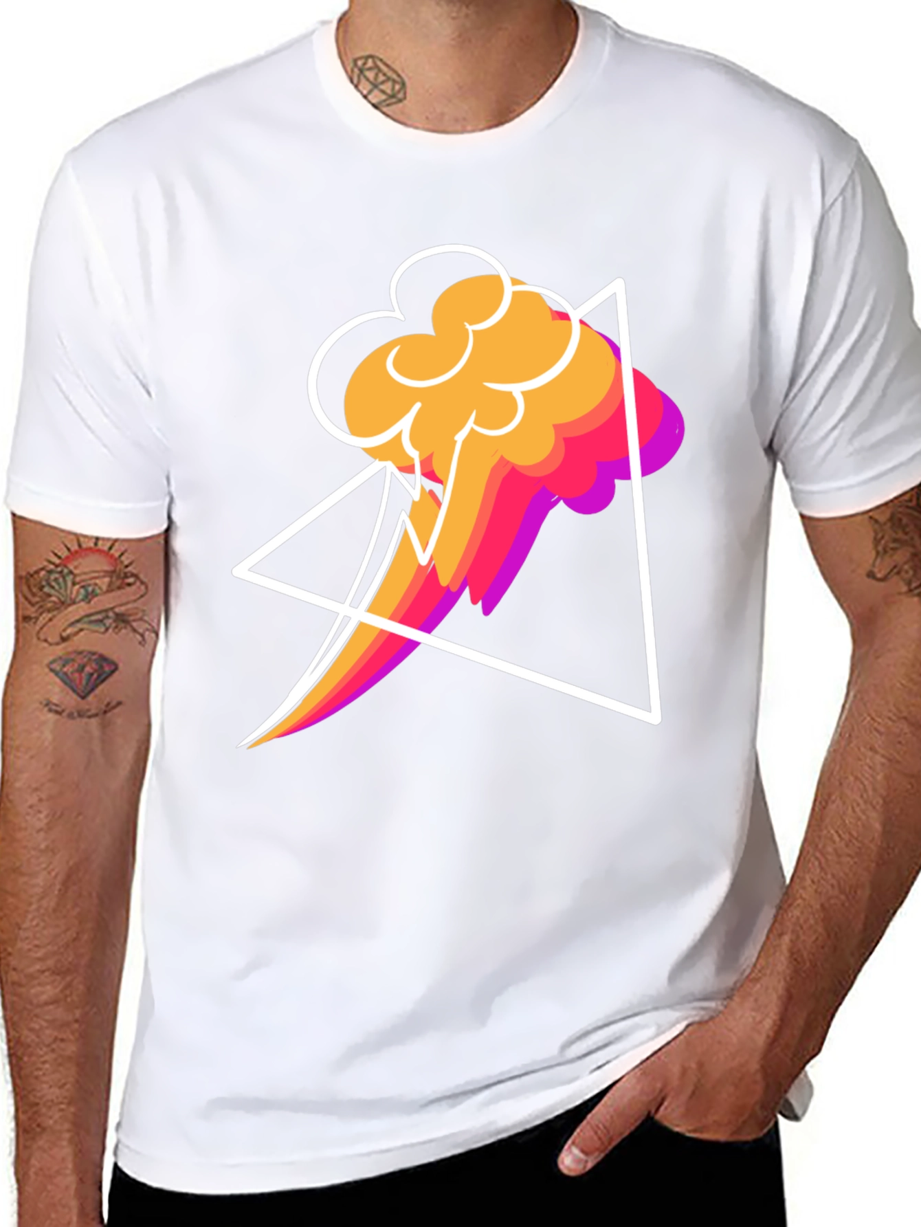 Abstract Graphic T-Shirt - Geometric Cloud Design