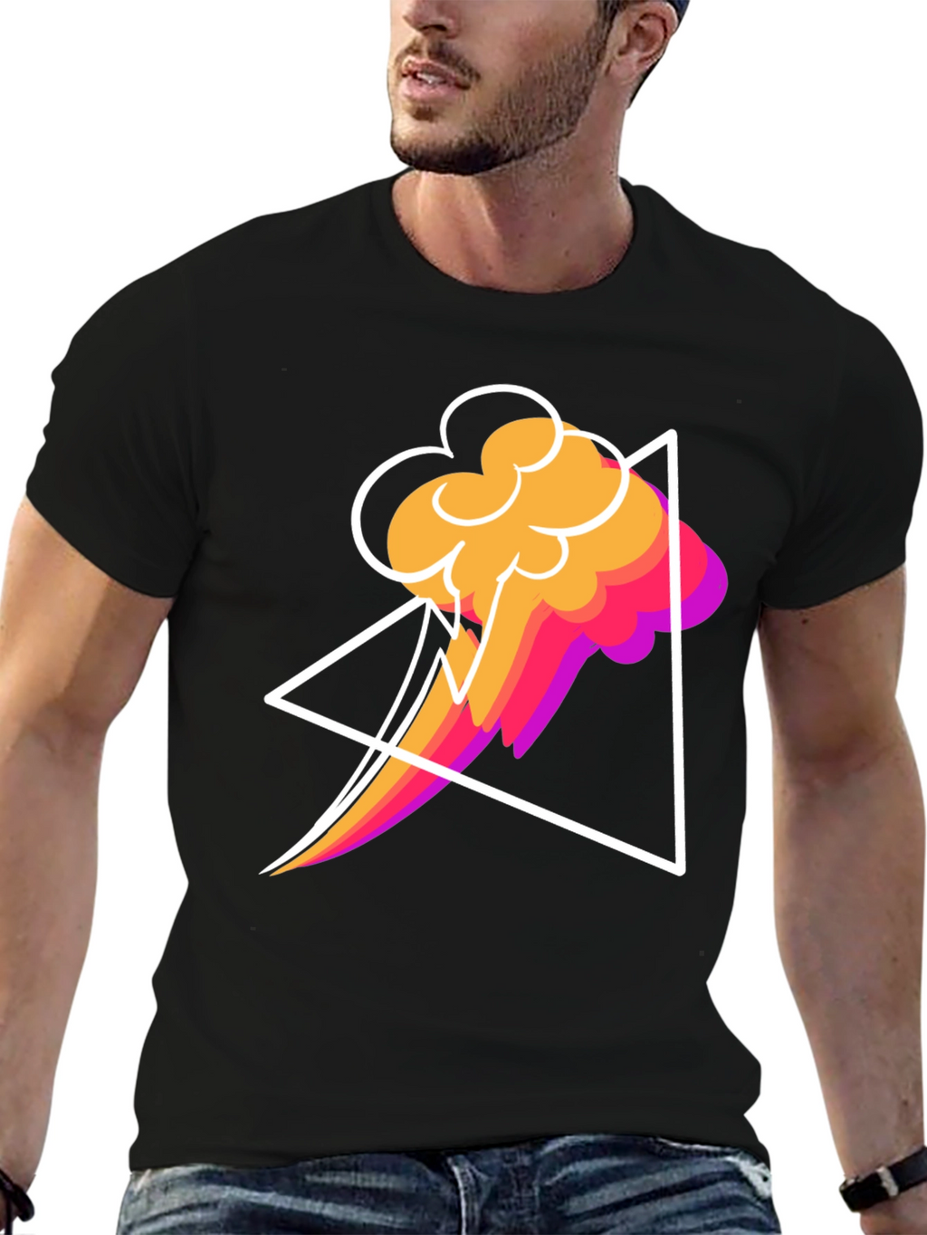 Abstract Graphic T-Shirt - Geometric Cloud Design