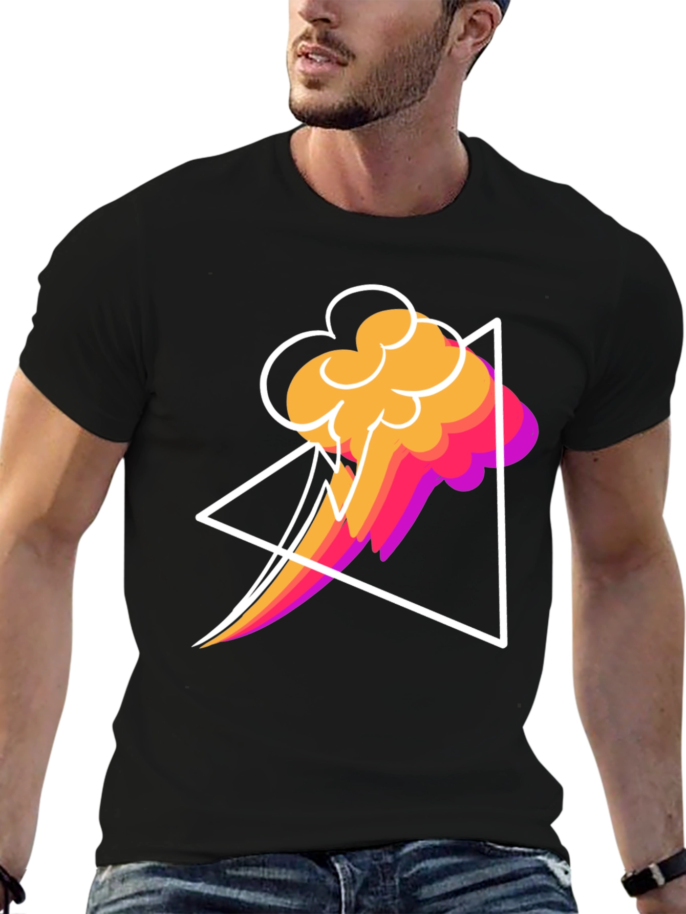 Abstract Graphic T-Shirt - Geometric Cloud Design