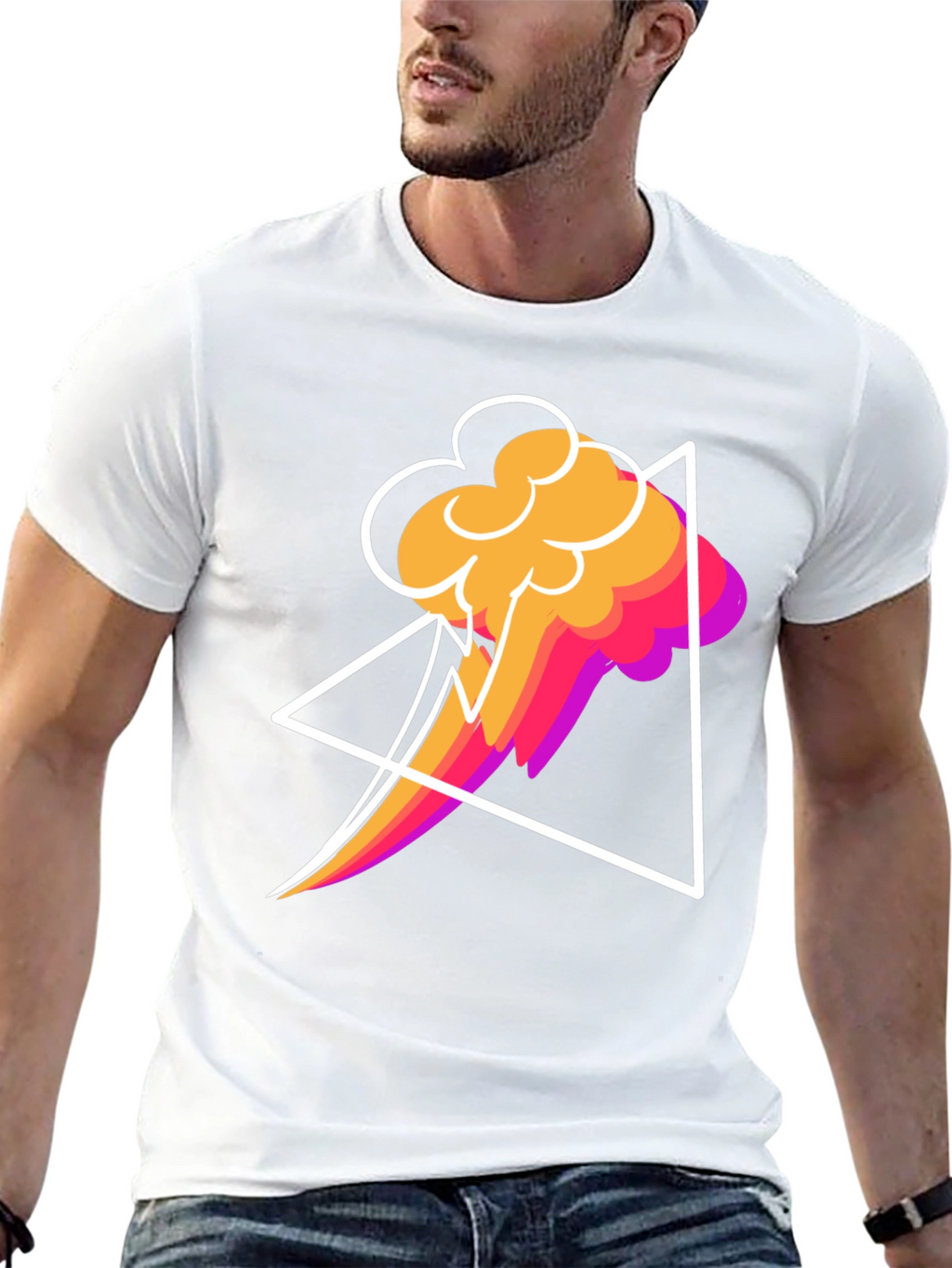 Abstract Graphic T-Shirt - Geometric Cloud Design
