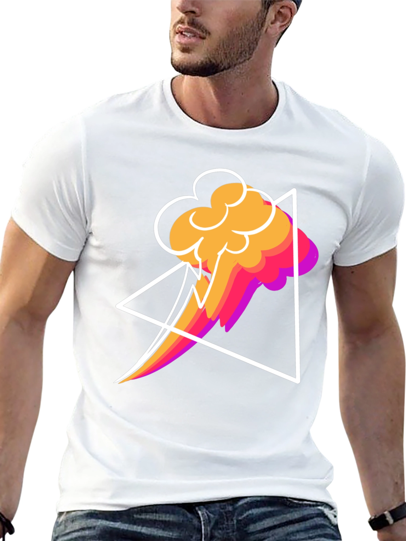 Abstract Graphic T-Shirt - Geometric Cloud Design