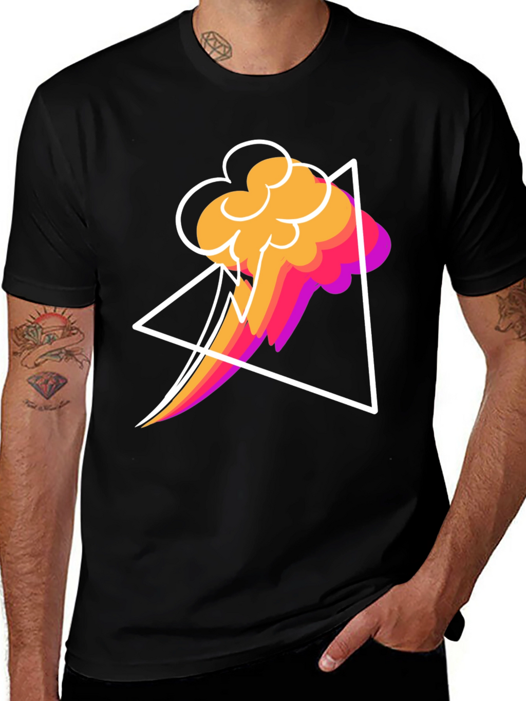 Abstract Graphic T-Shirt - Geometric Cloud Design