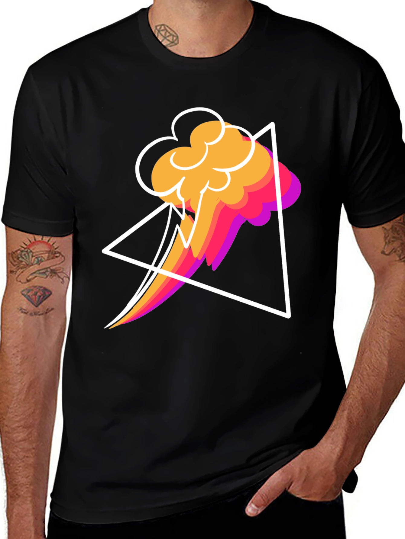 Abstract Graphic T-Shirt - Geometric Cloud Design