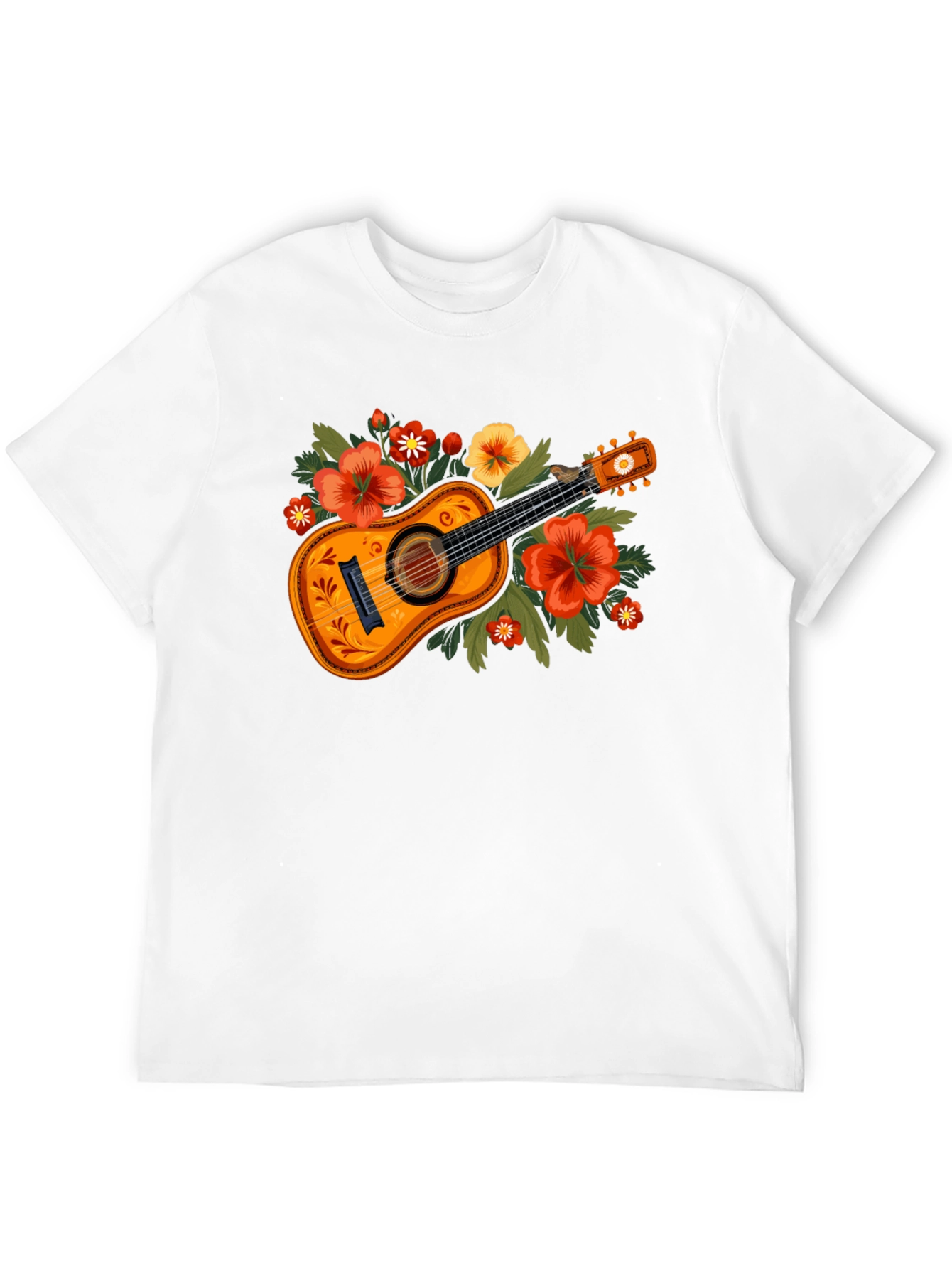 Floral Guitar Graphic Tee - Music Lovers T-Shirt