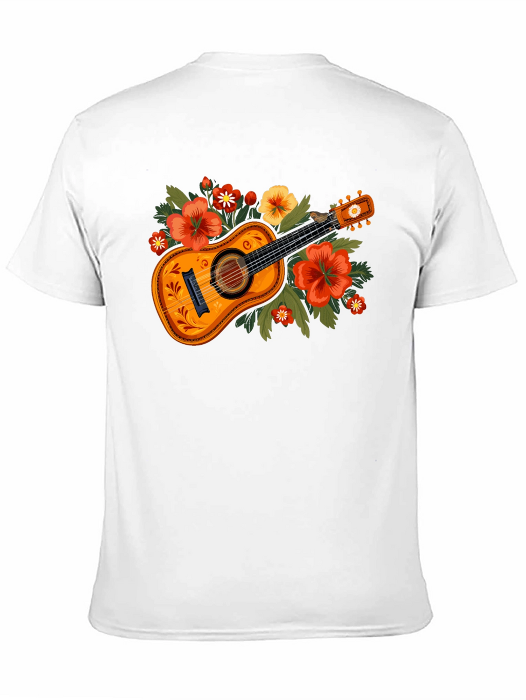 Floral Guitar Graphic Tee - Music Lovers T-Shirt