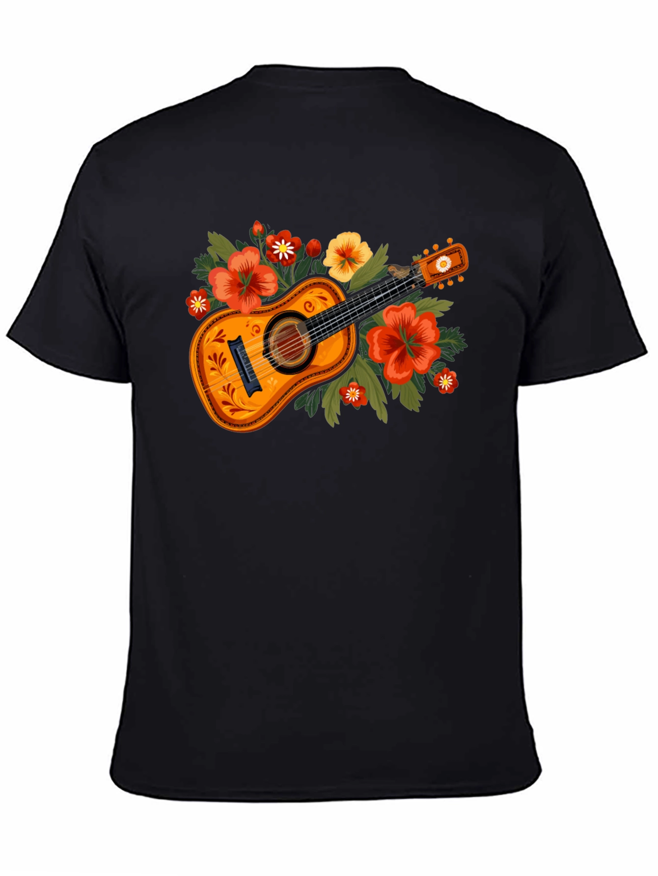 Floral Guitar Graphic Tee - Music Lovers T-Shirt