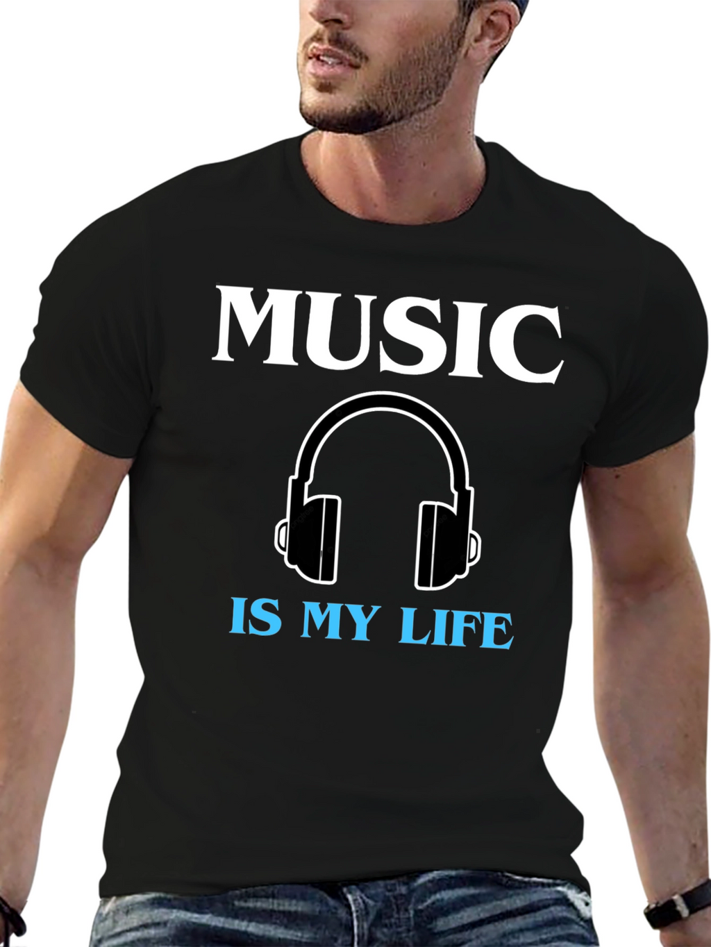 Music is My Life Graphic Tee - Black