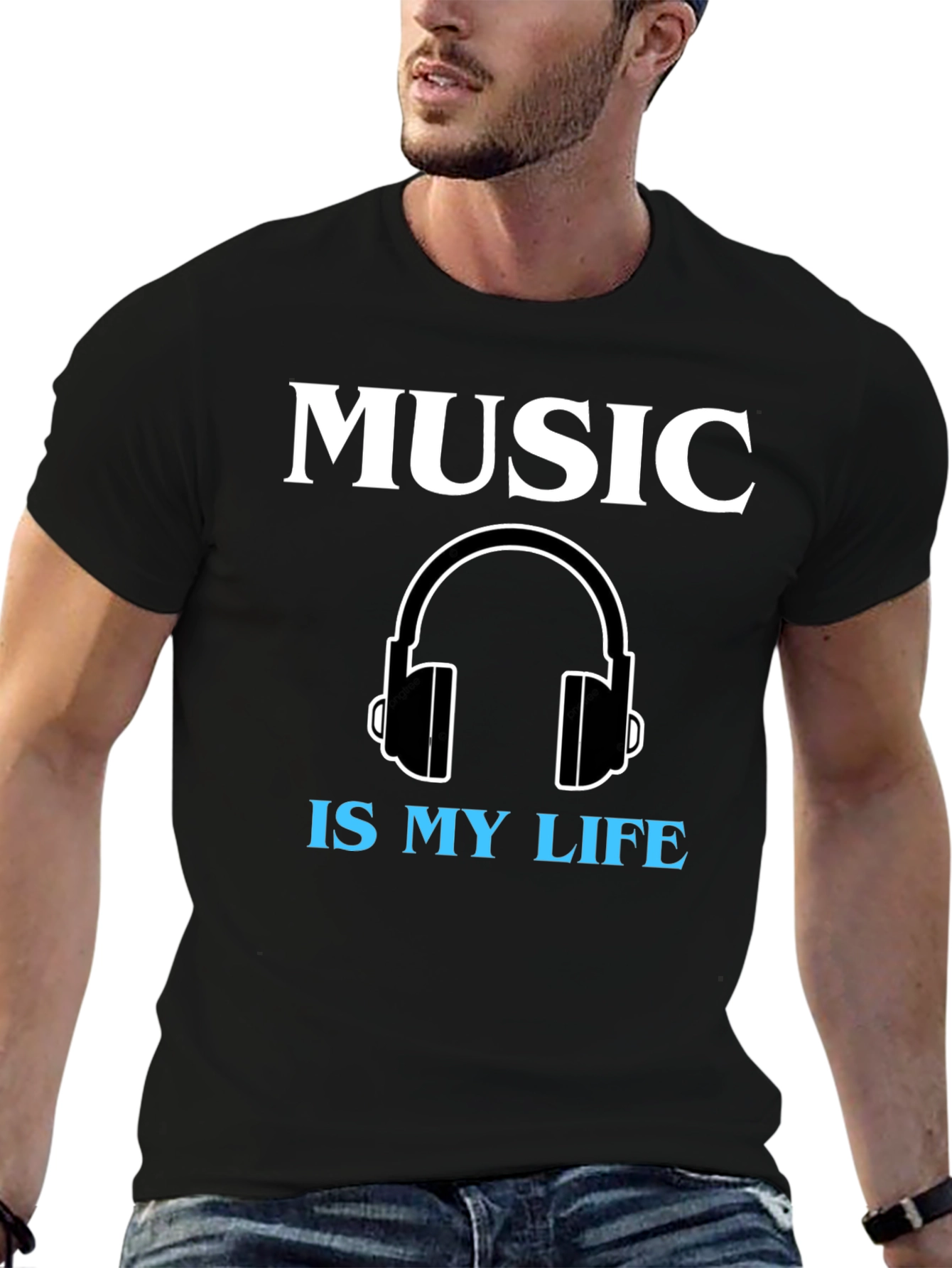 Music is My Life Graphic Tee - Black