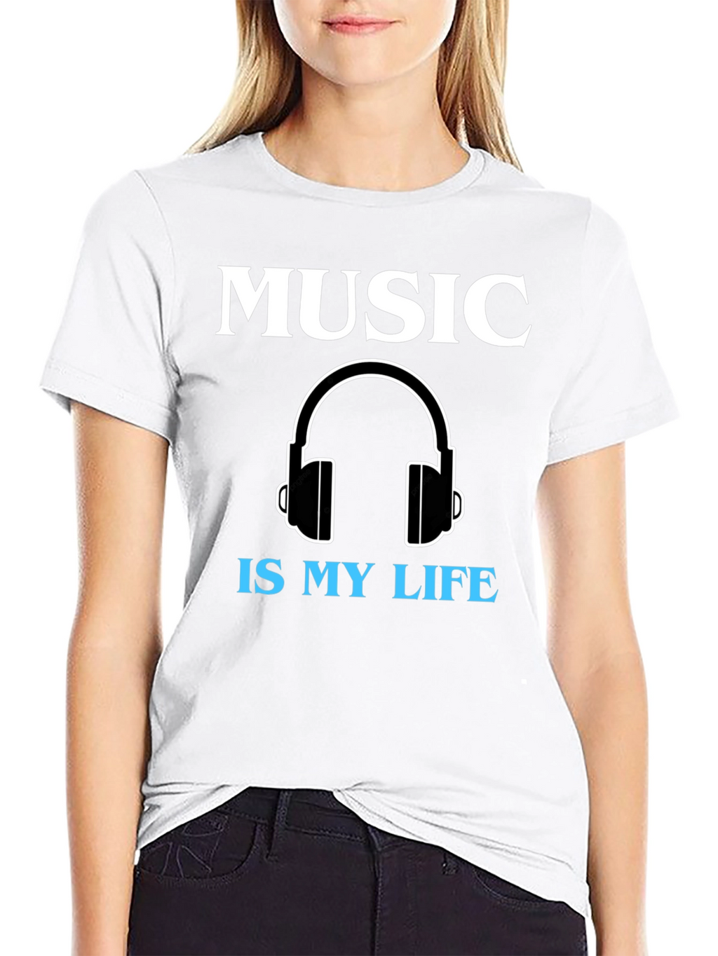 Music is My Life Graphic Tee - Black