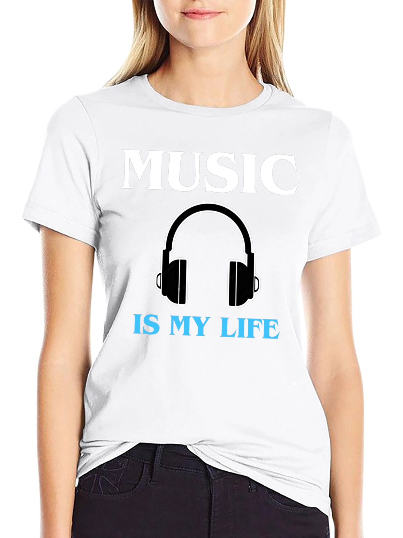 Music is My Life Graphic Tee - Black