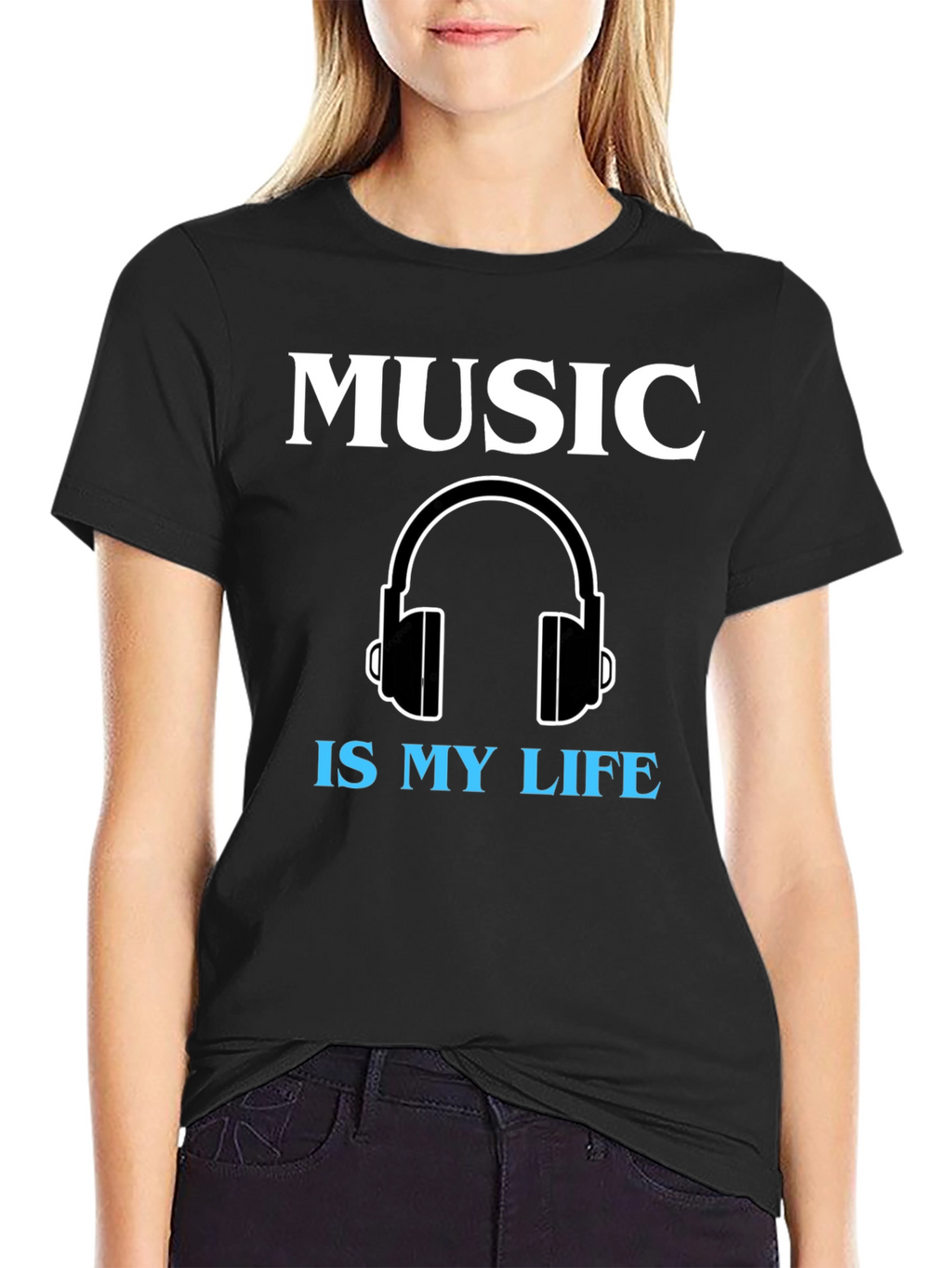 Music is My Life Graphic Tee - Black