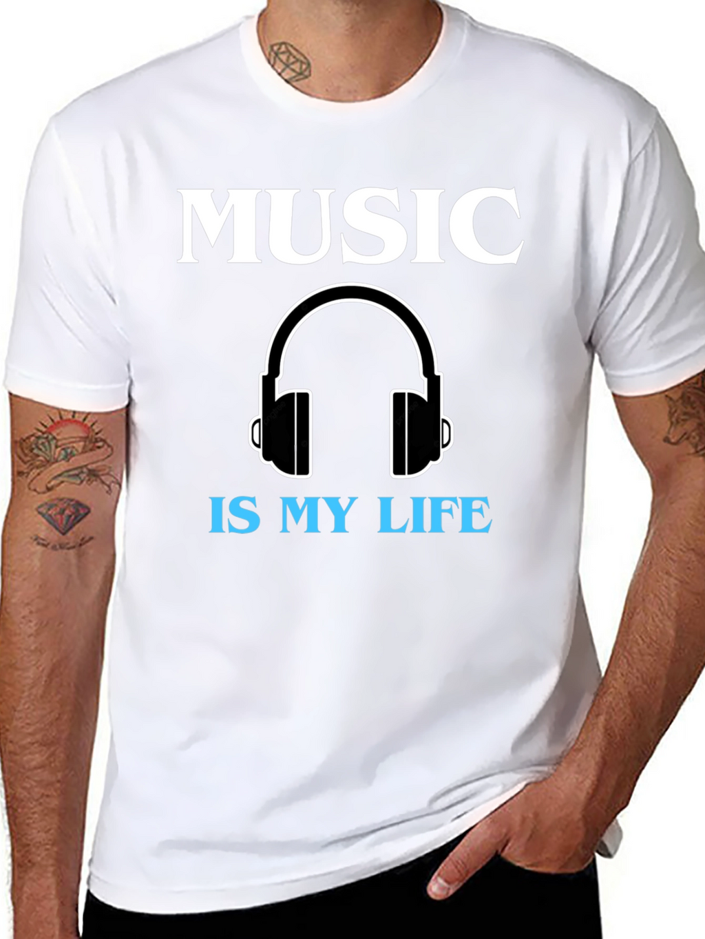 Music is My Life Graphic Tee - Black