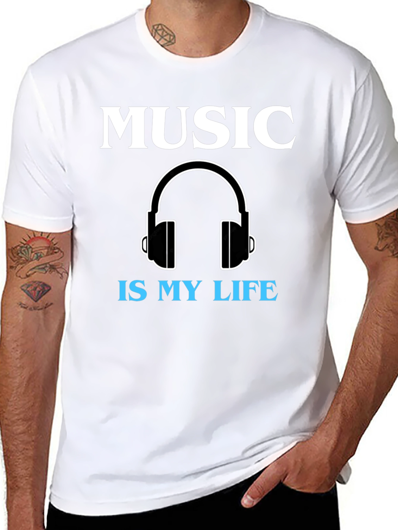Music is My Life Graphic Tee - Black