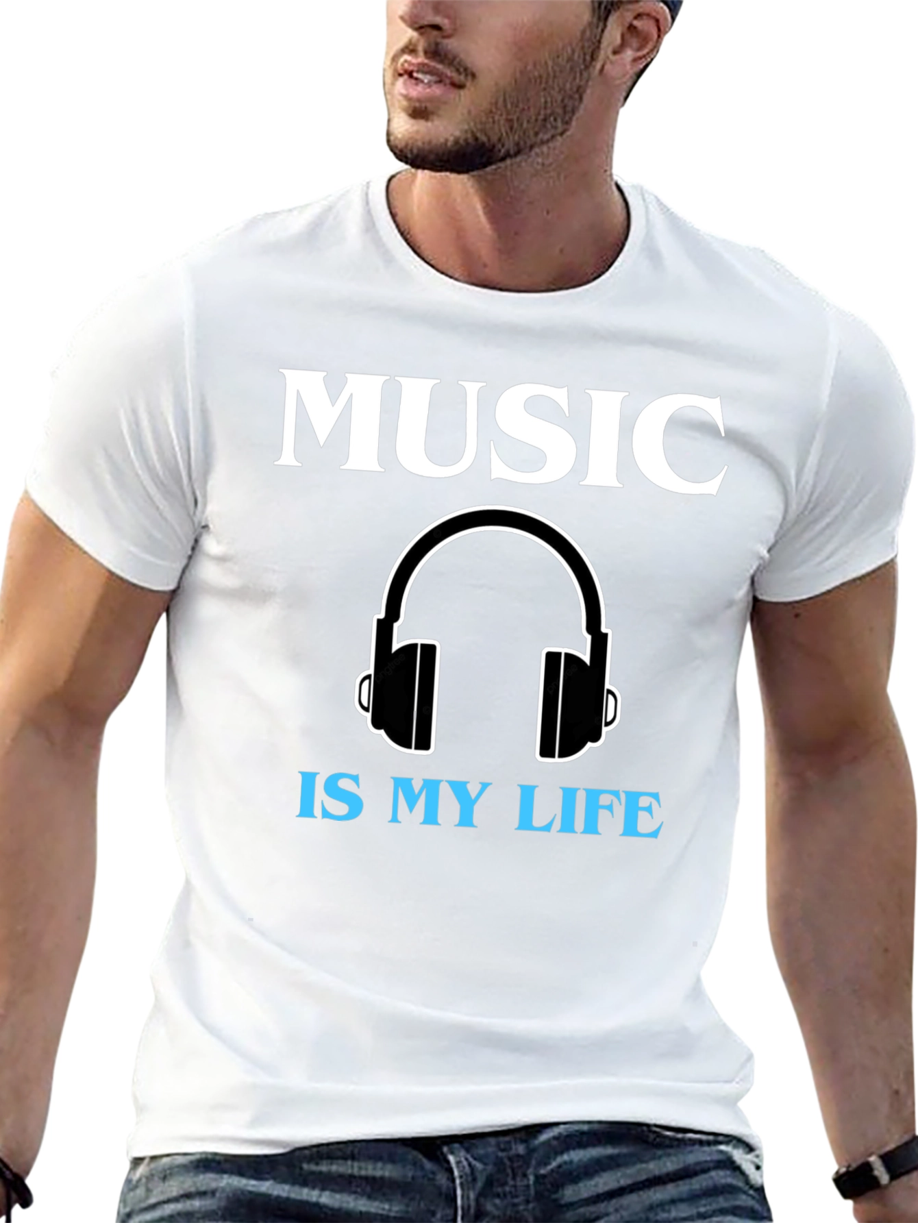 Music is My Life Graphic Tee - Black
